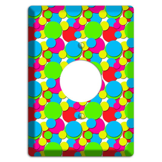 Turquoise Fuschia Lime Red Yellow Bubble Dots Single Receptacle Wallplate
