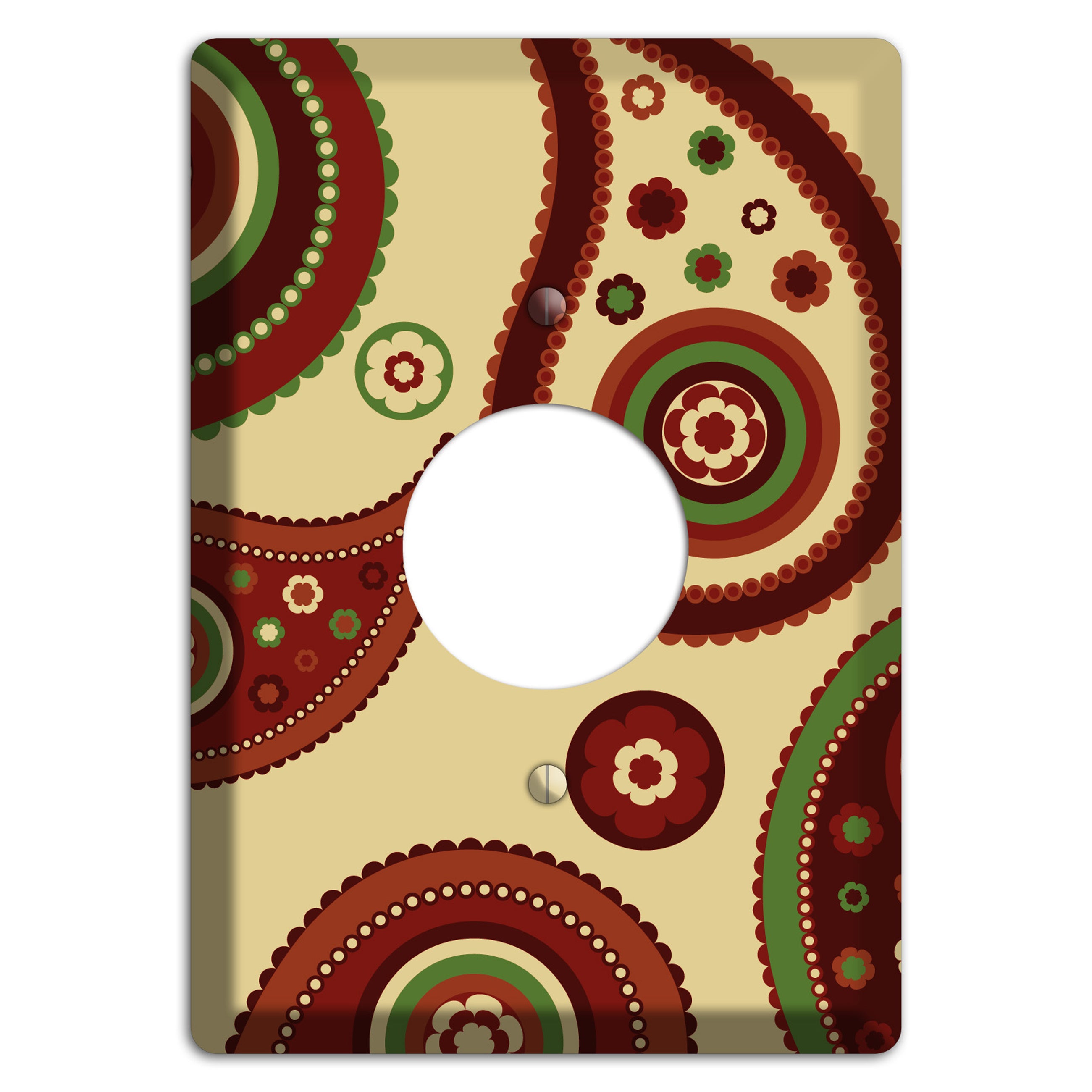 Beige Paisley Single Receptacle Wallplate