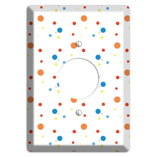White with Multi Color Small Dots 2 Single Receptacle Wallplate