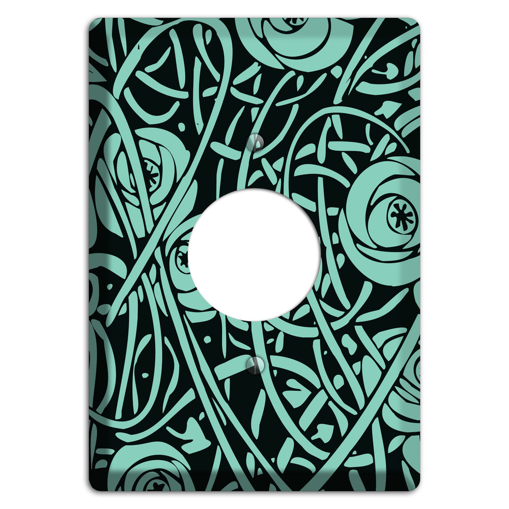 Teal Deco Floral Single Receptacle Wallplate