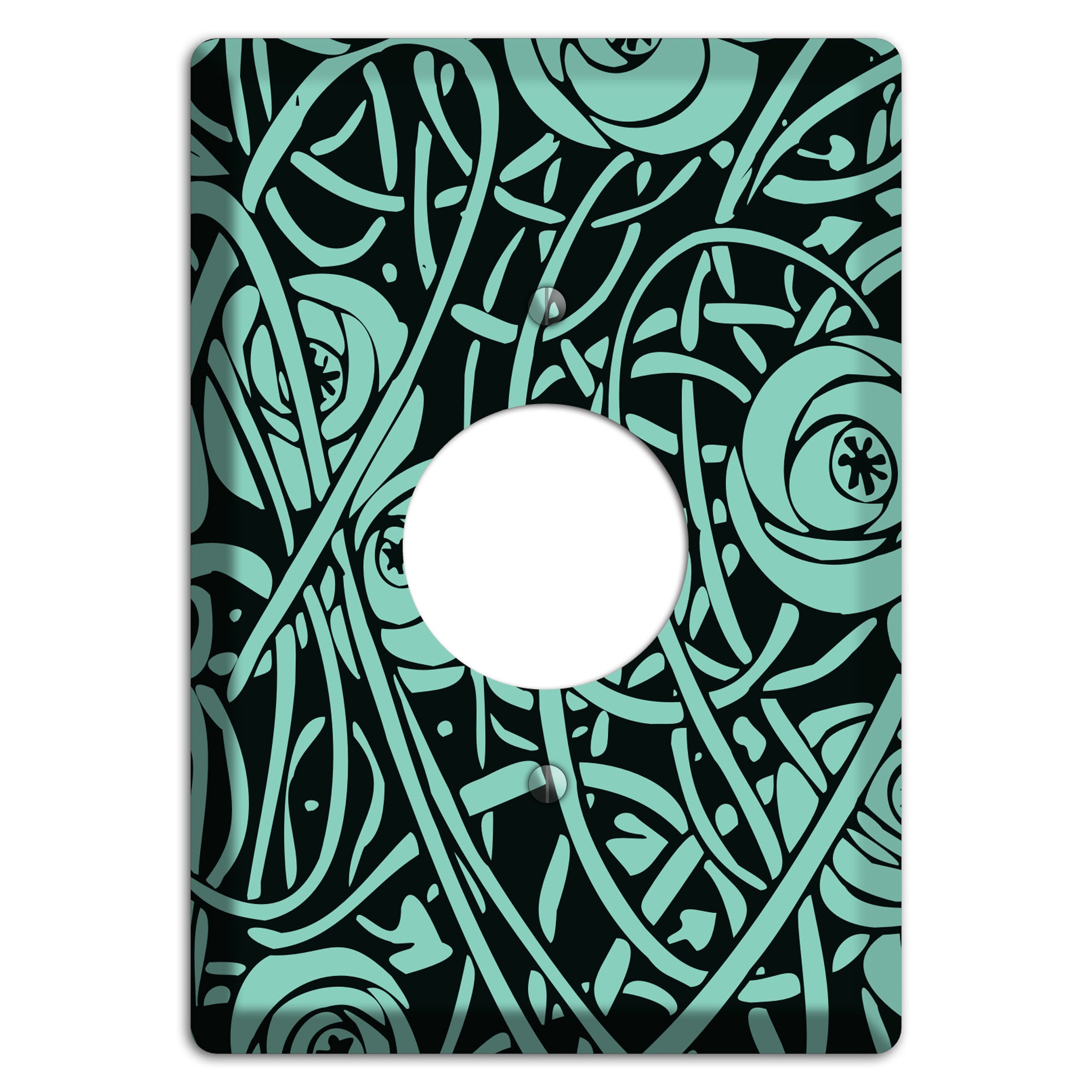 Teal Deco Floral Single Receptacle Wallplate