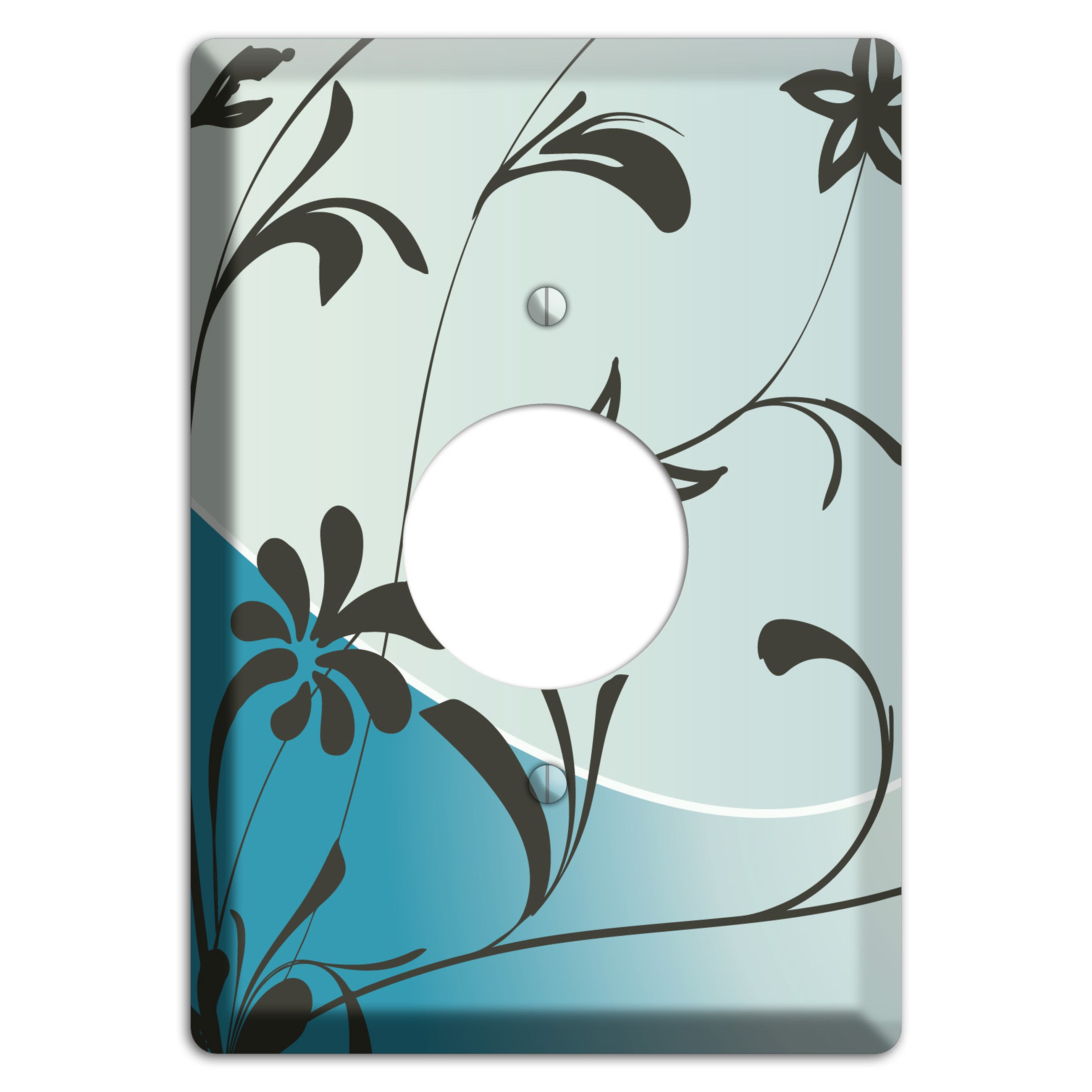 Blue-grey Flowers Single Receptacle Wallplate