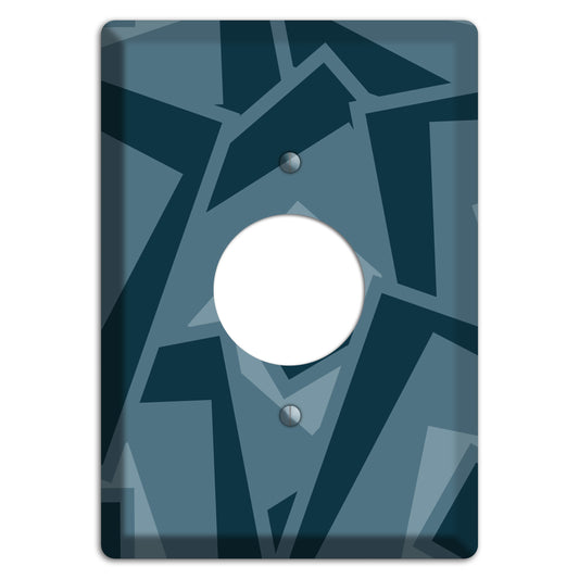 Blue-grey Retro Cubist Single Receptacle Wallplate