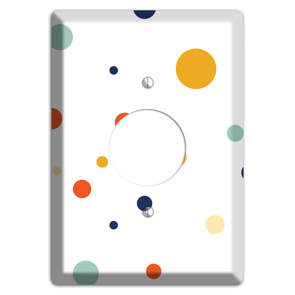 White with Multi Umber and Sage Medium Dots Single Receptacle Wallplate