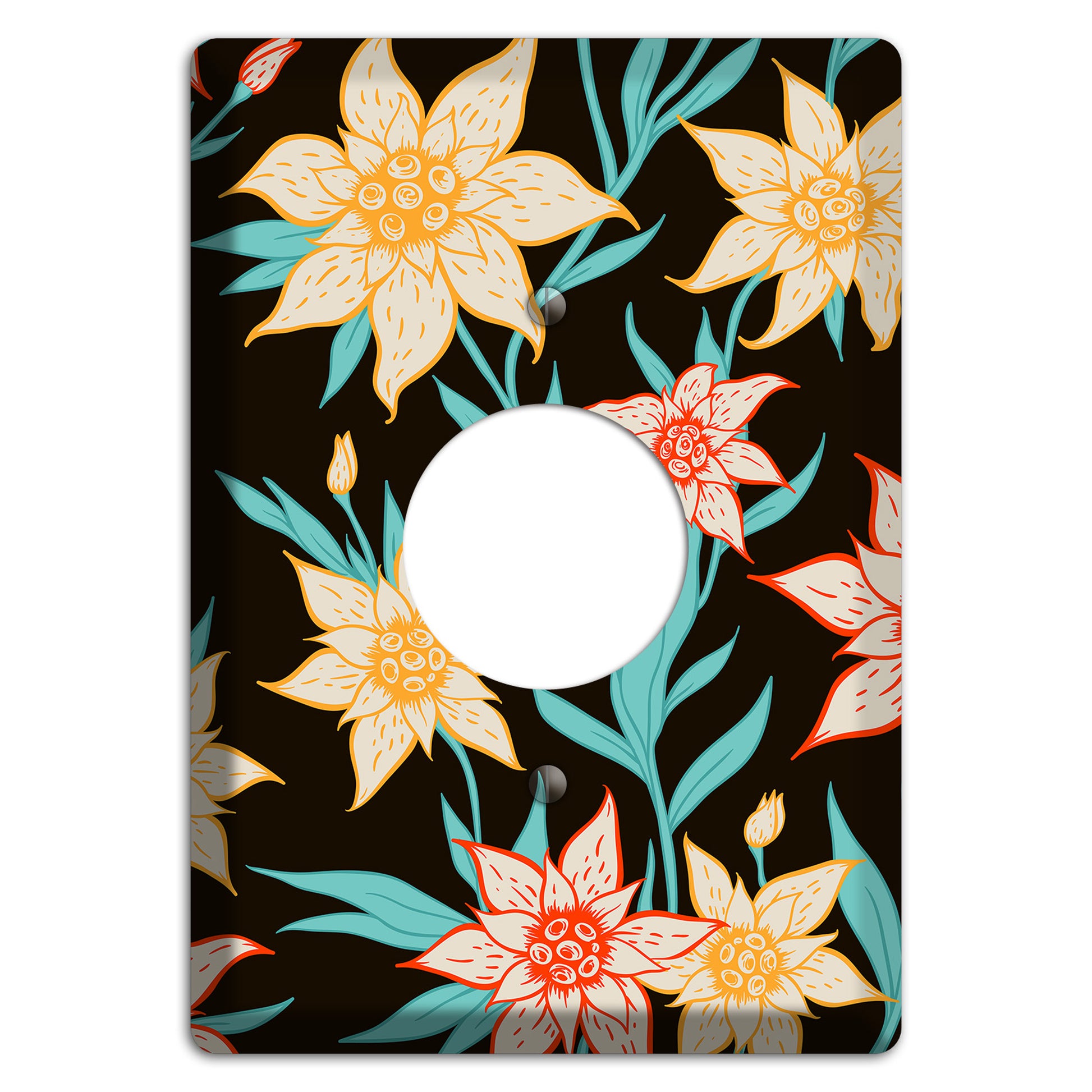 Hand Drawn Flowers Style B Single Receptacle Wallplate