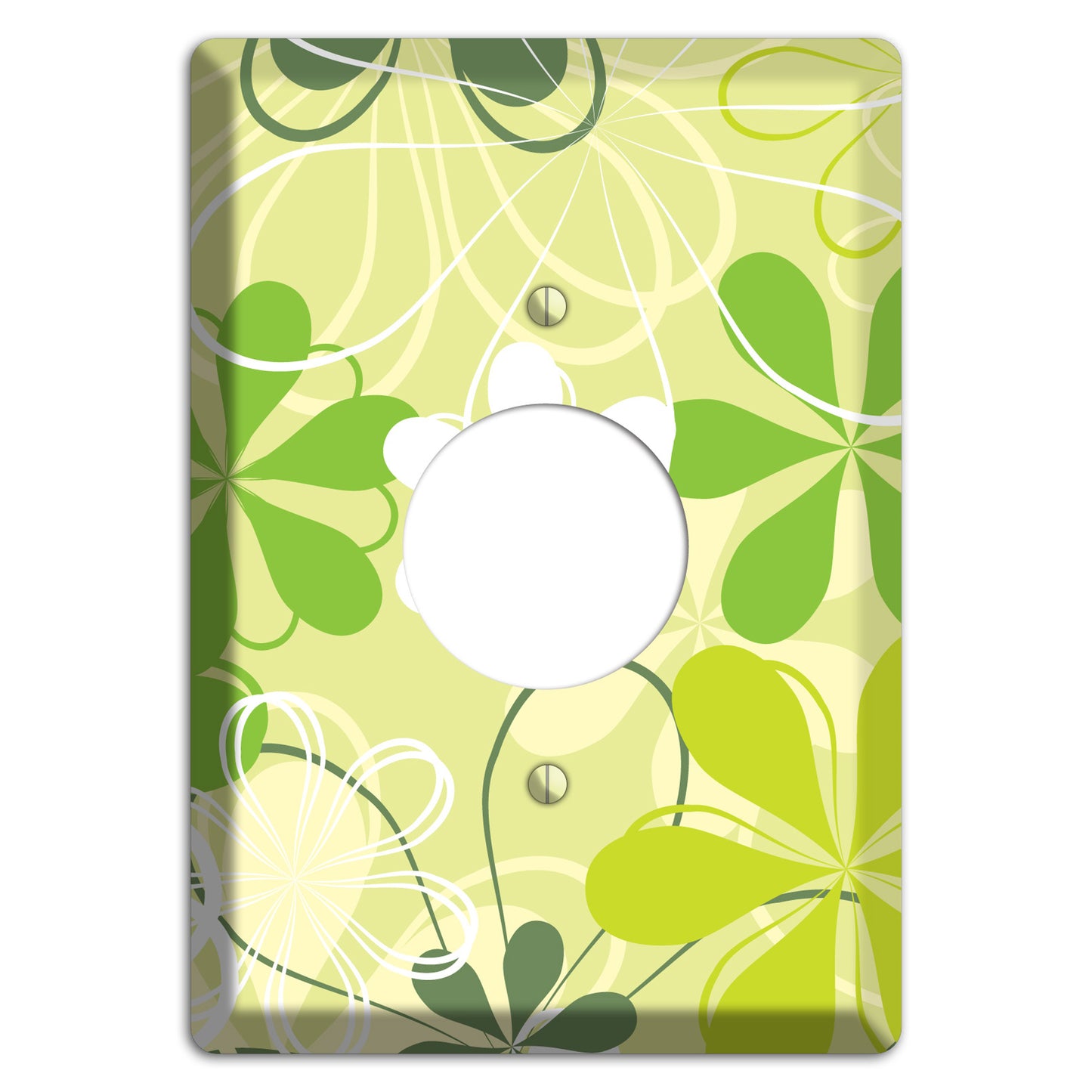 Green Retro Flowers Single Receptacle Wallplate