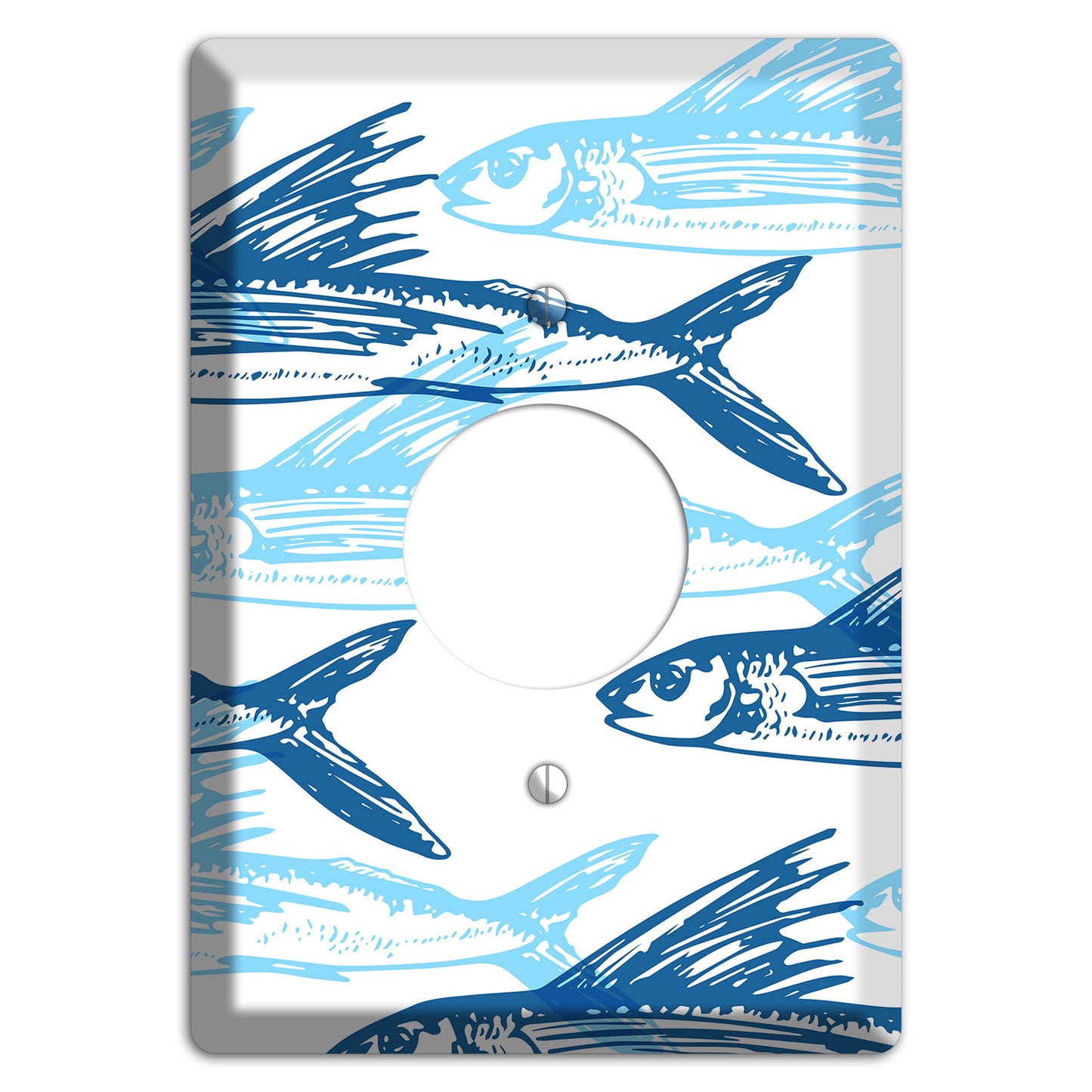 Multi-Blue Fish Single Receptacle Wallplate