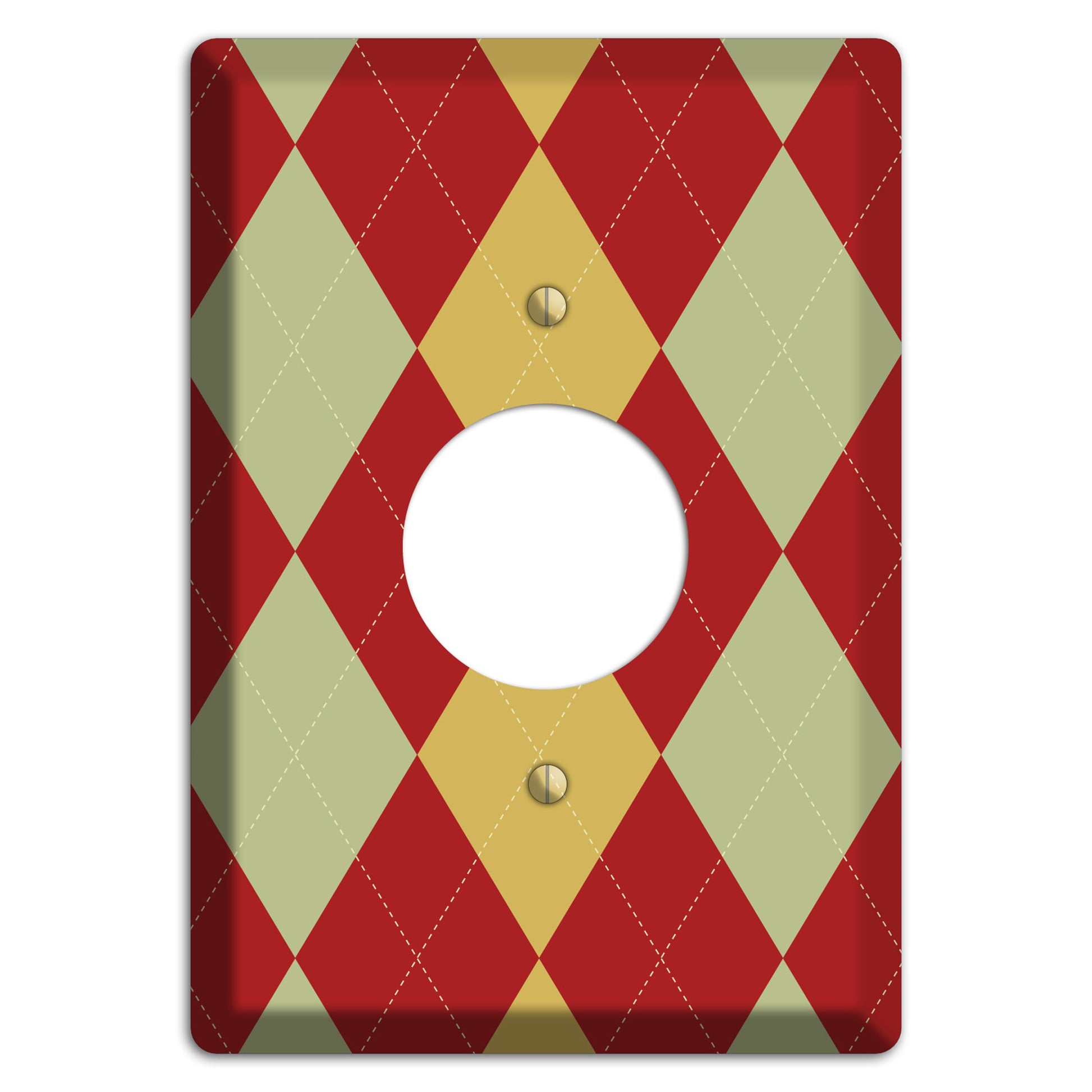 Burnt Orange and Light Green Argyle Single Receptacle Wallplate