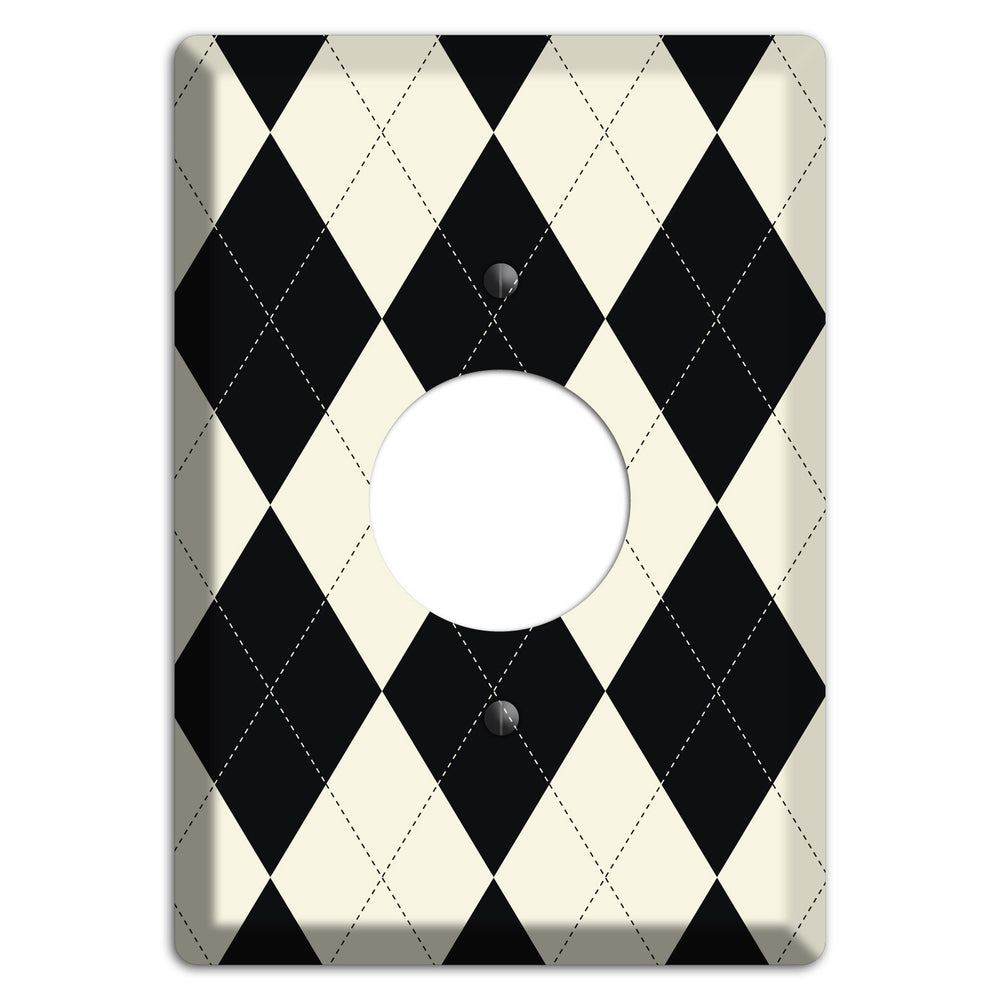 Black and Tan Argyle Single Receptacle Wallplate