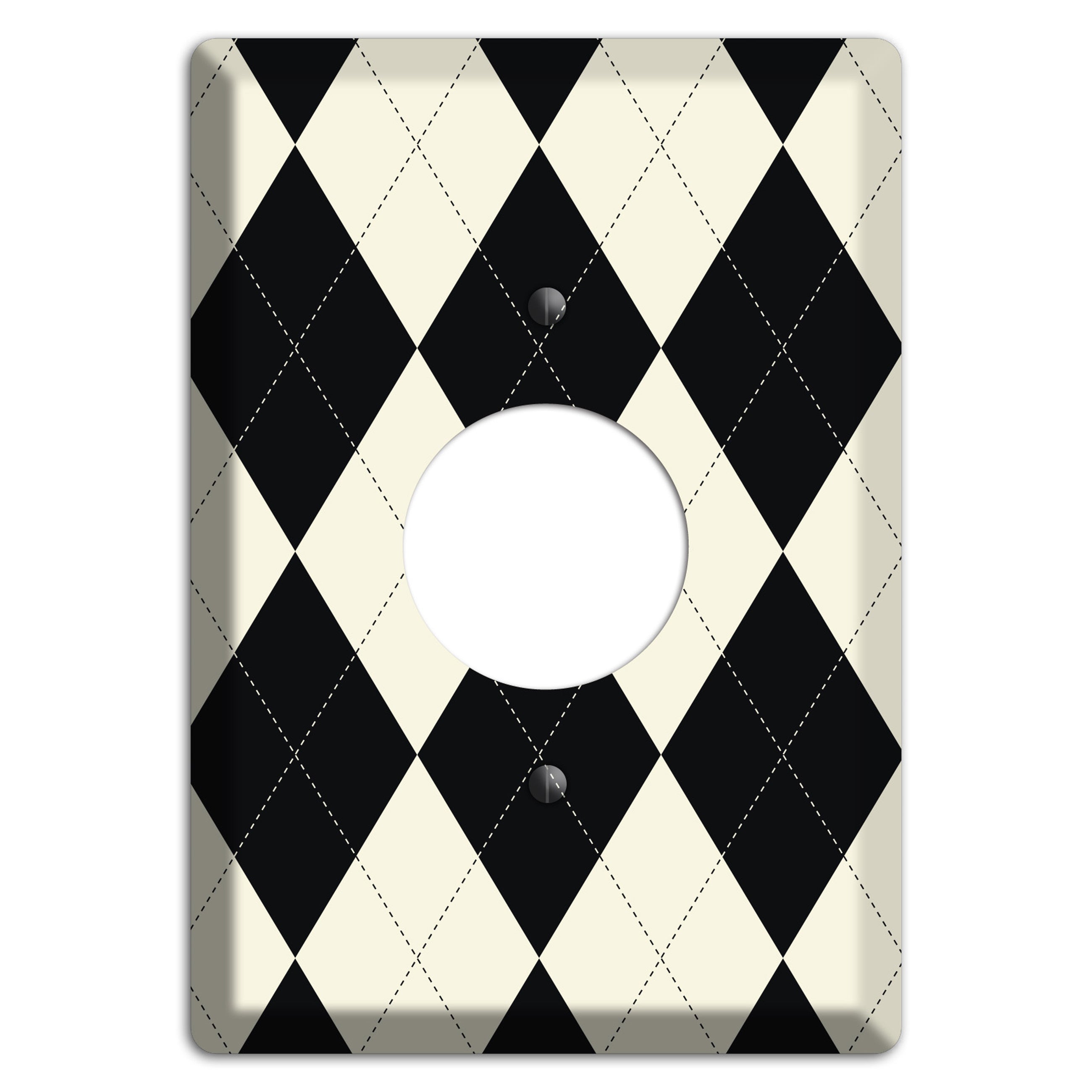 Black and Tan Argyle Single Receptacle Wallplate