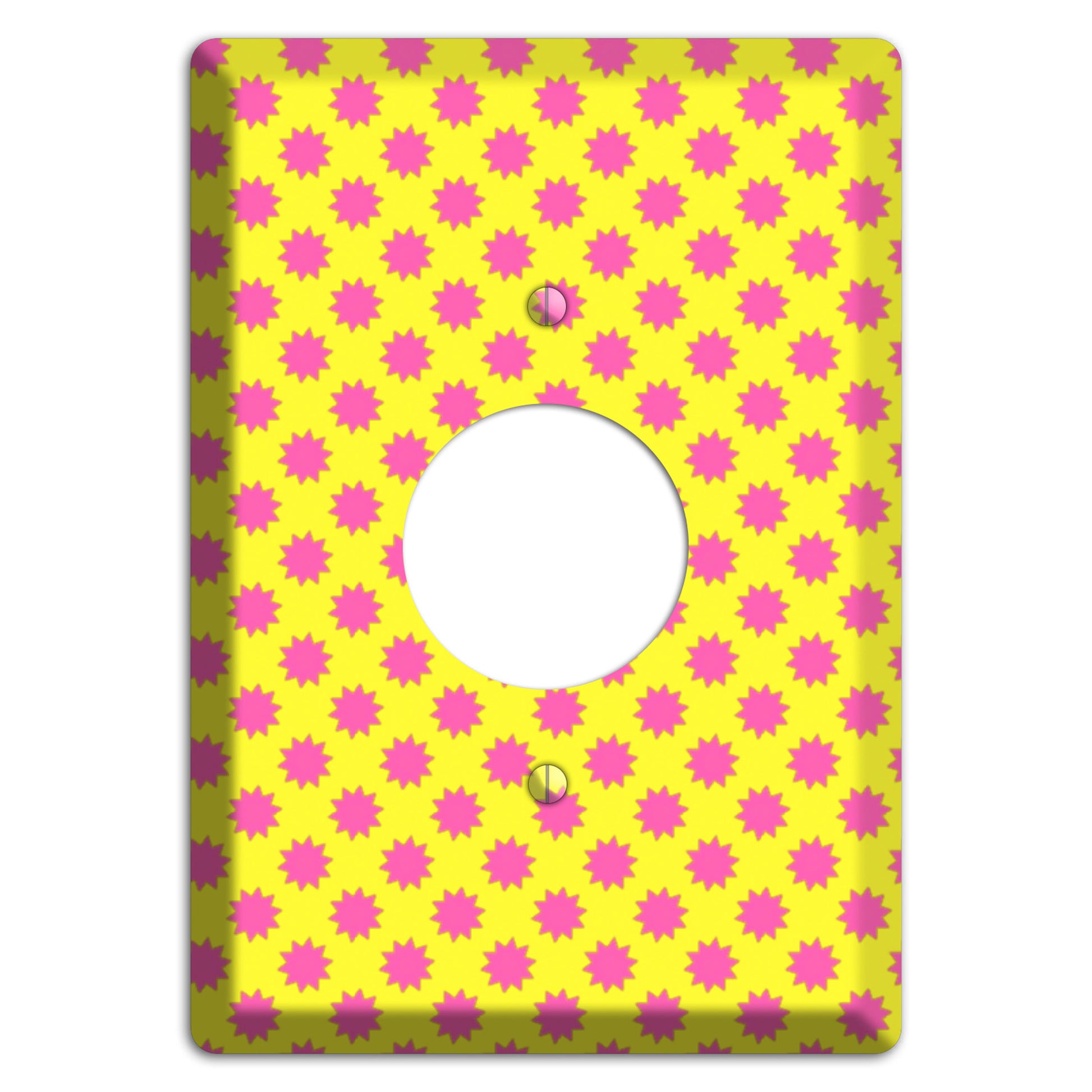 Yellow with Pink Burst Single Receptacle Wallplate