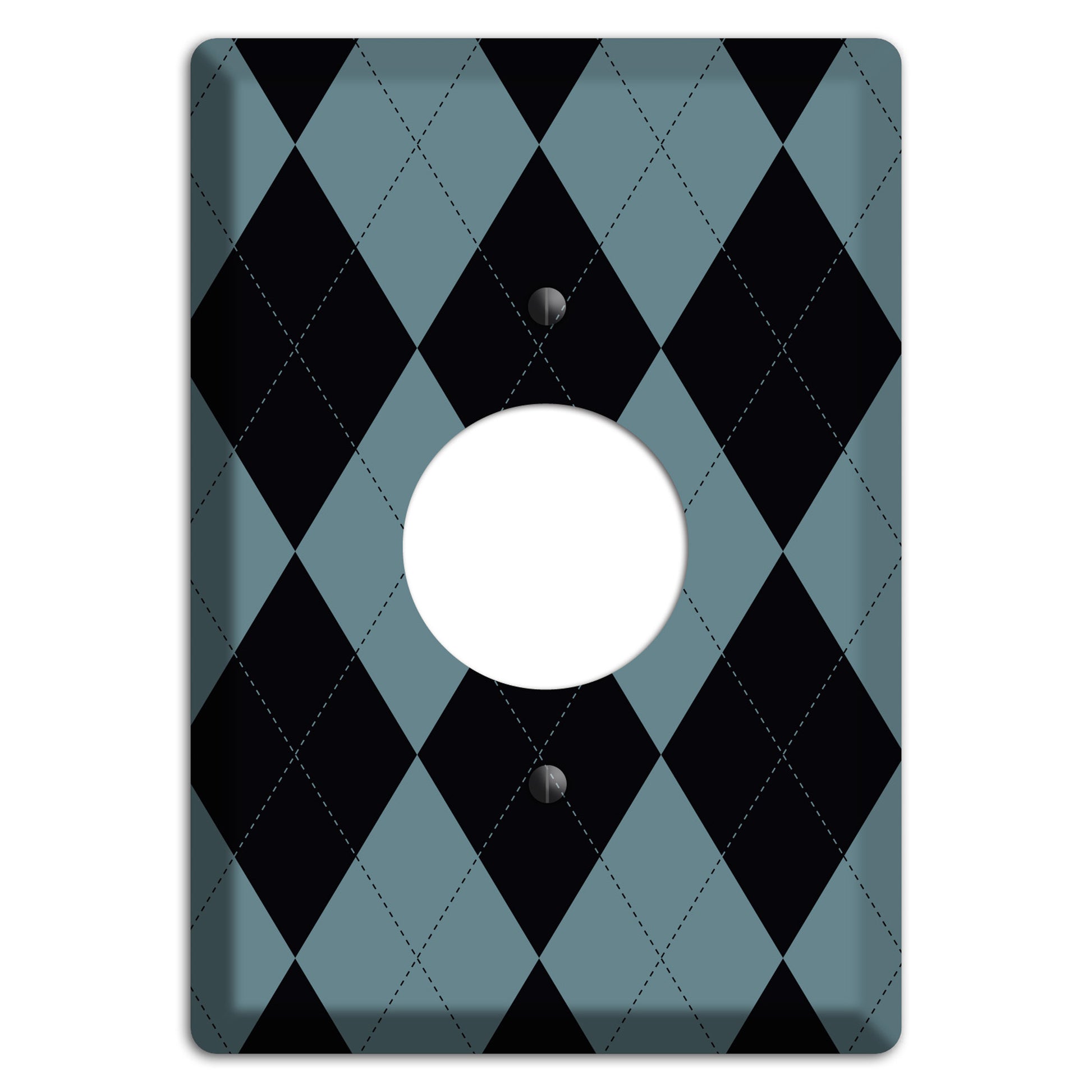 Blue and Black Argyle Single Receptacle Wallplate