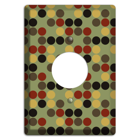Olive with Red Brown Black Offset Dots Single Receptacle Wallplate