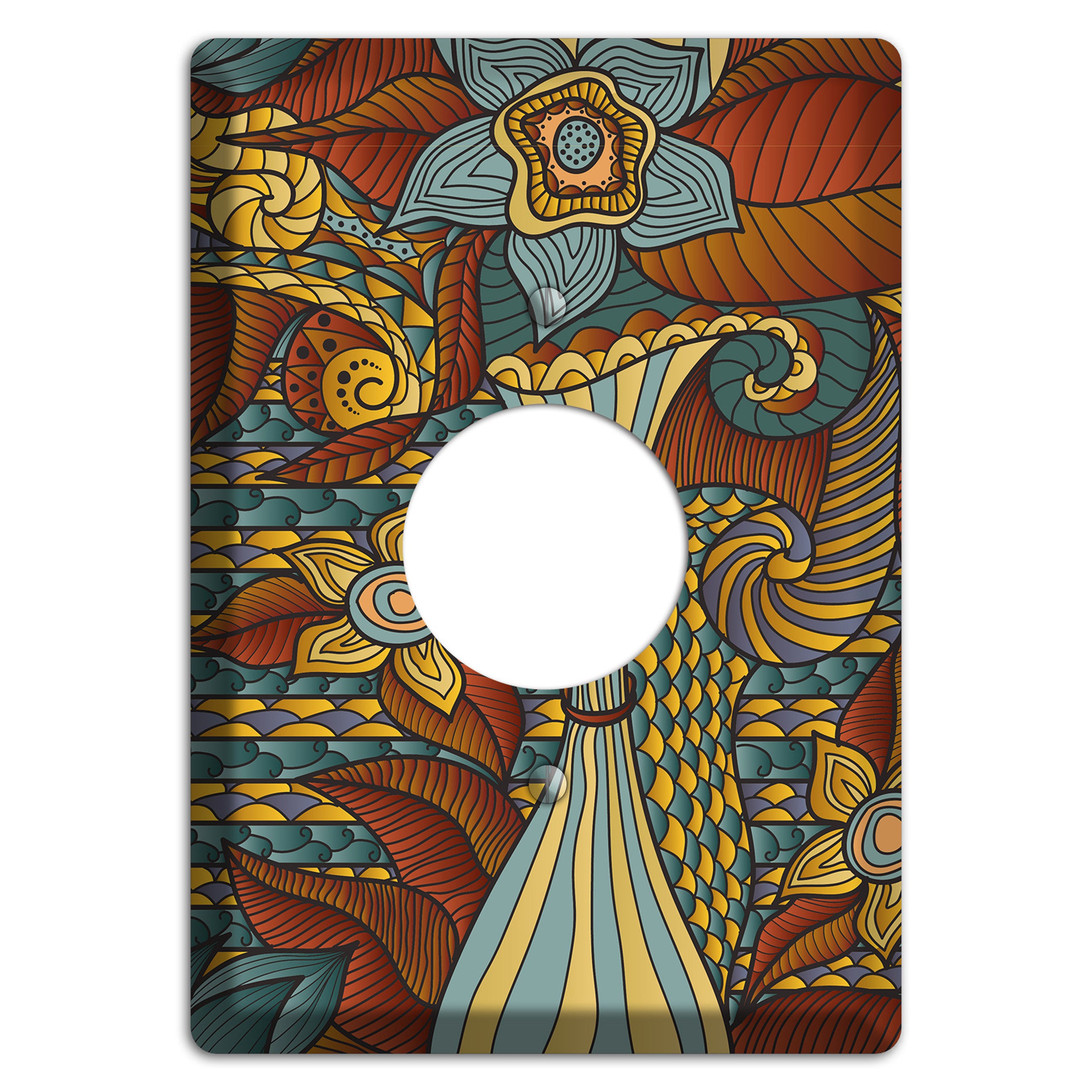 Retro Flourish 4 Single Receptacle Wallplate