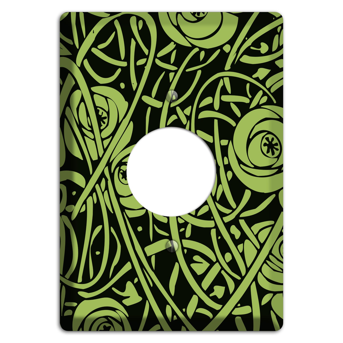 Green Deco Floral Single Receptacle Wallplate