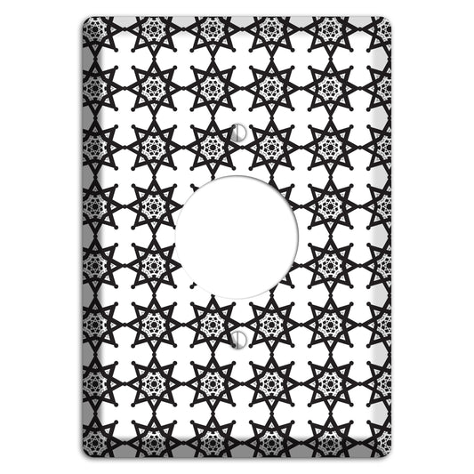 White with Black Arabesque Aster Single Receptacle Wallplate