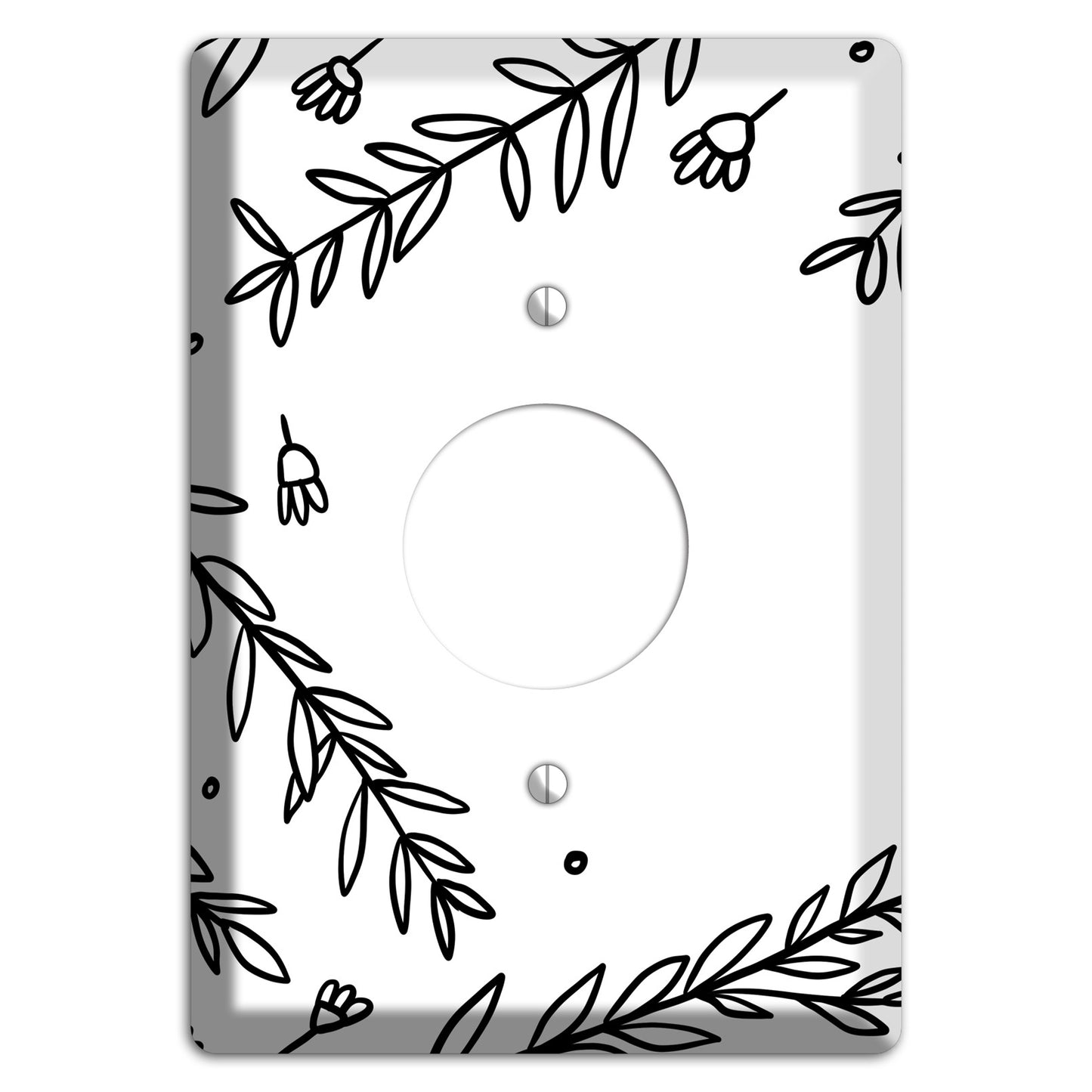 Hand-Drawn Floral 37 Single Receptacle Wallplate