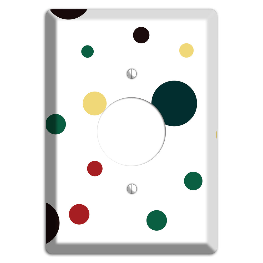 White with Multi Color Medium Dots 2 Single Receptacle Wallplate