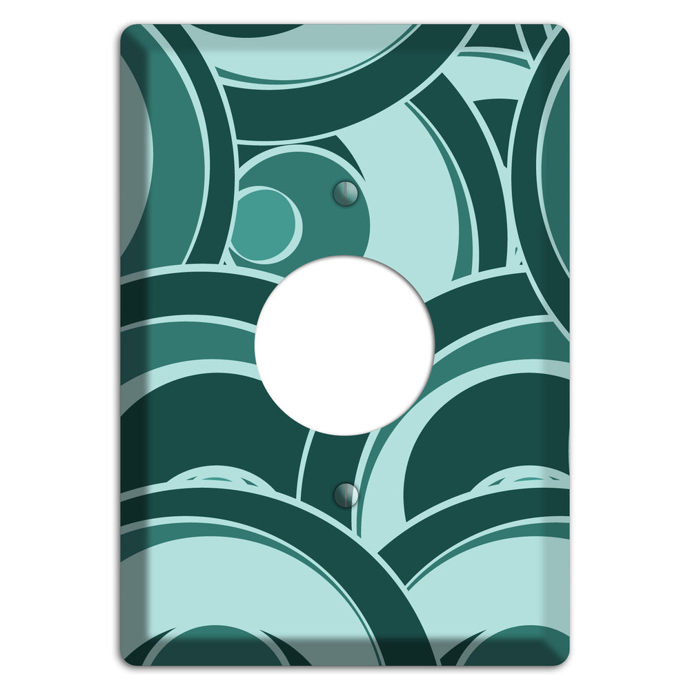 Blue-green Deco Circles Single Receptacle Wallplate