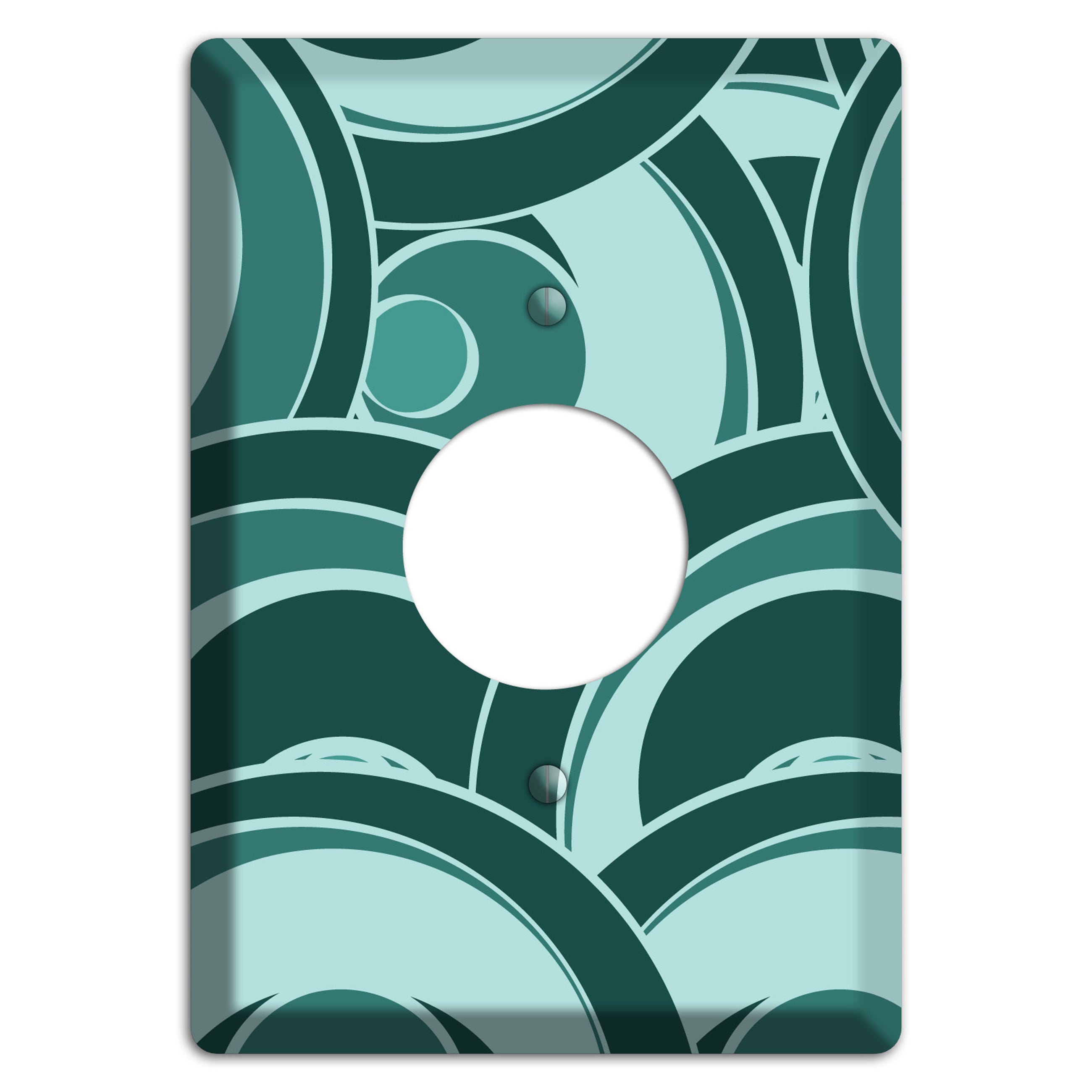 Blue-green Deco Circles Single Receptacle Wallplate