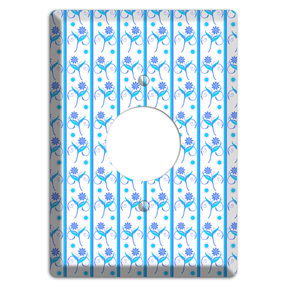 Blue Floral Pattern Single Receptacle Wallplate