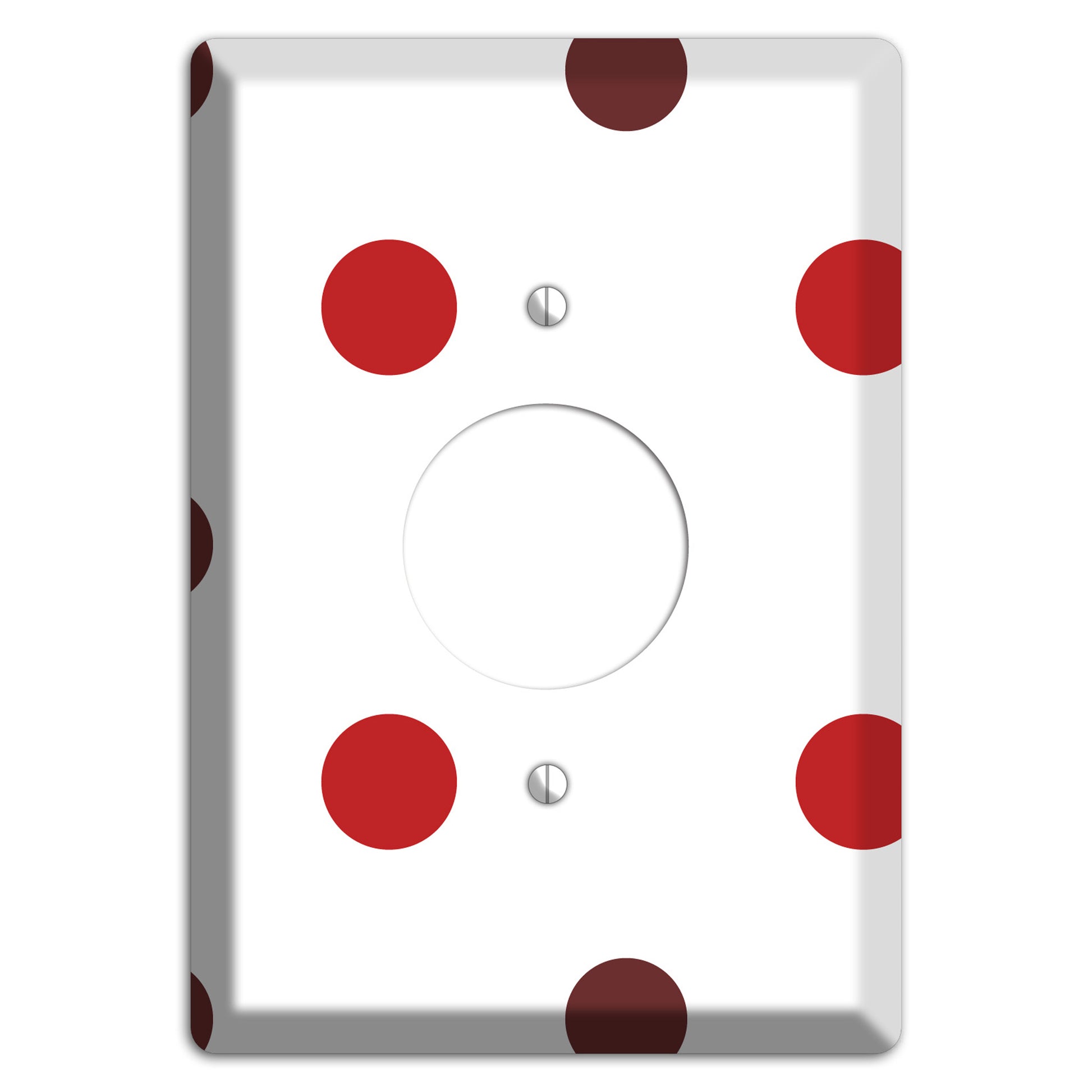 Red and Brown Medium Polka Dots Single Receptacle Wallplate