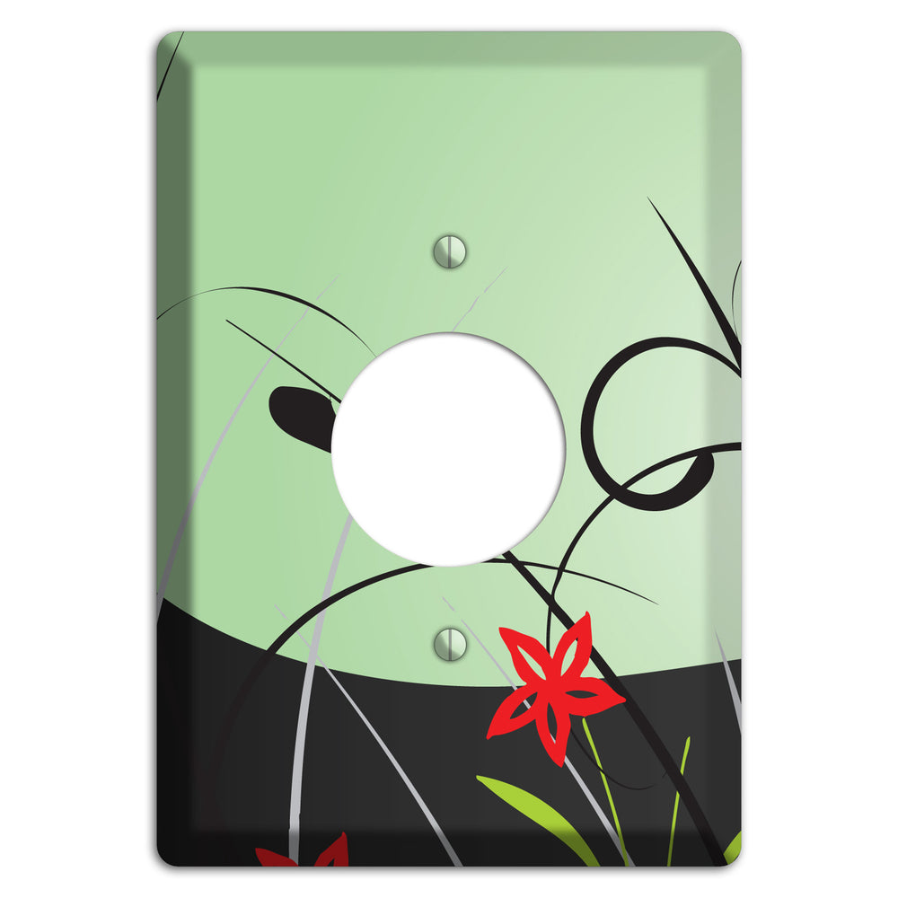 Mint Green Floral Sprig Single Receptacle Wallplate