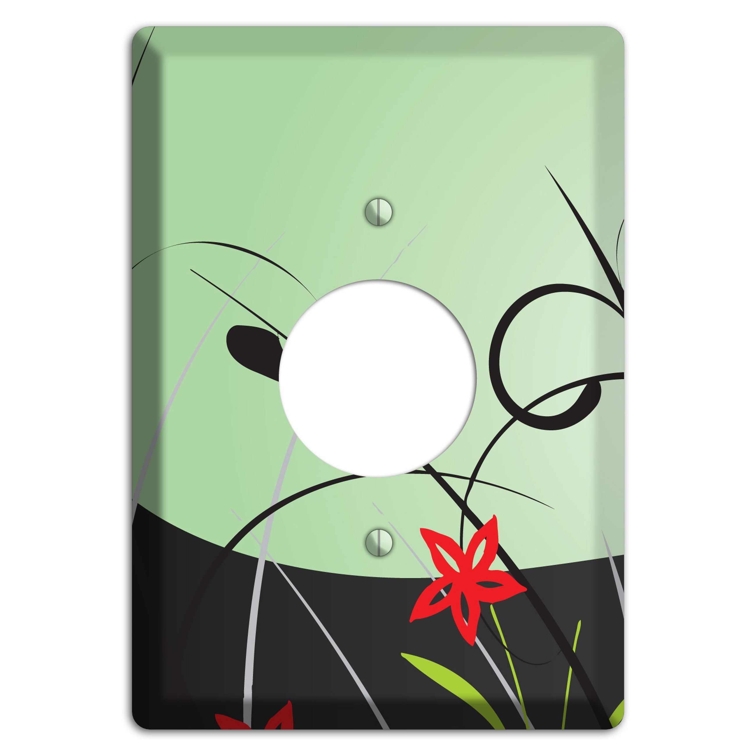 Mint Green Floral Sprig Single Receptacle Wallplate