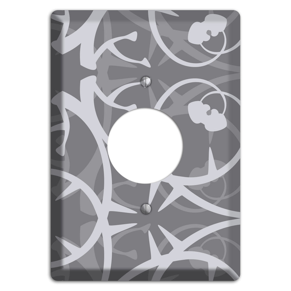 Grey Abstract Swirl Single Receptacle Wallplate