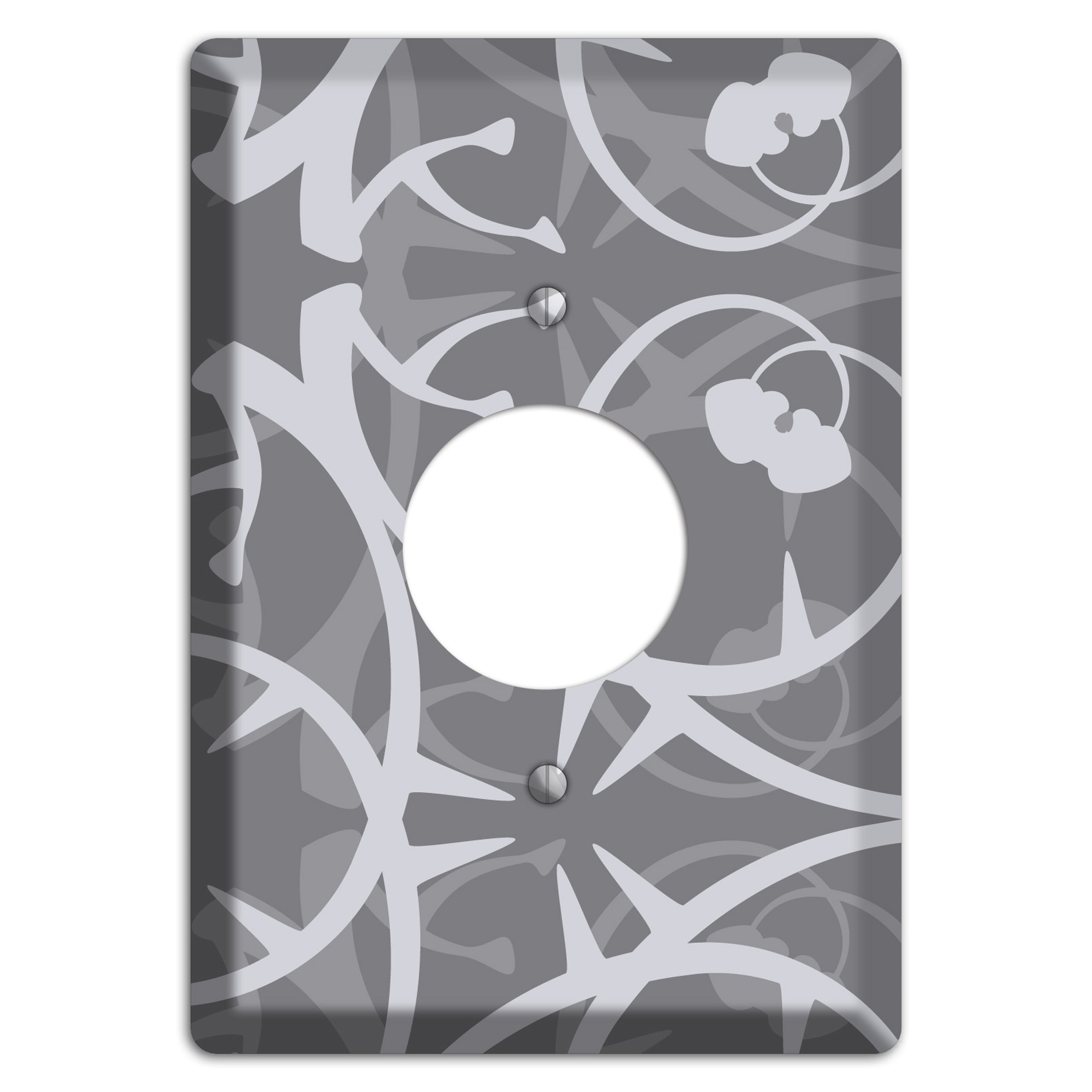 Grey Abstract Swirl Single Receptacle Wallplate