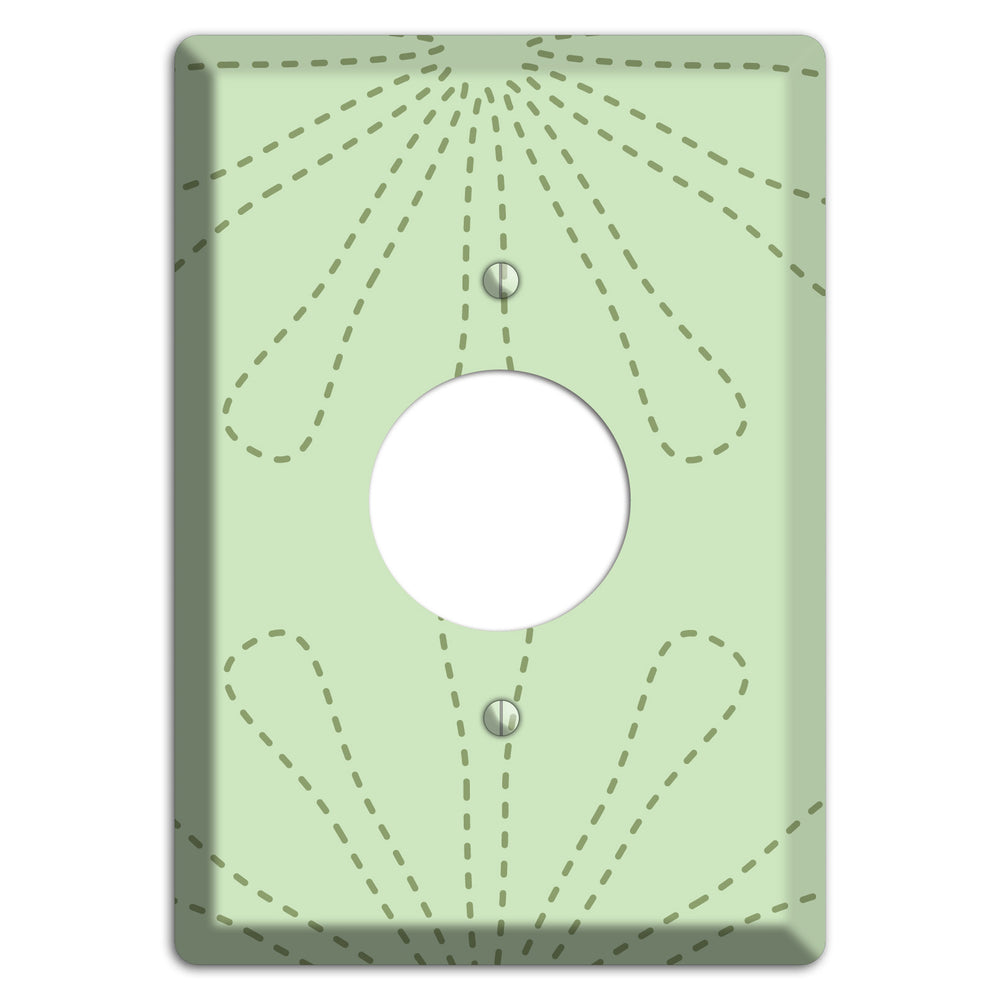 Sage Retro Stipple Floral Contour Single Receptacle Wallplate