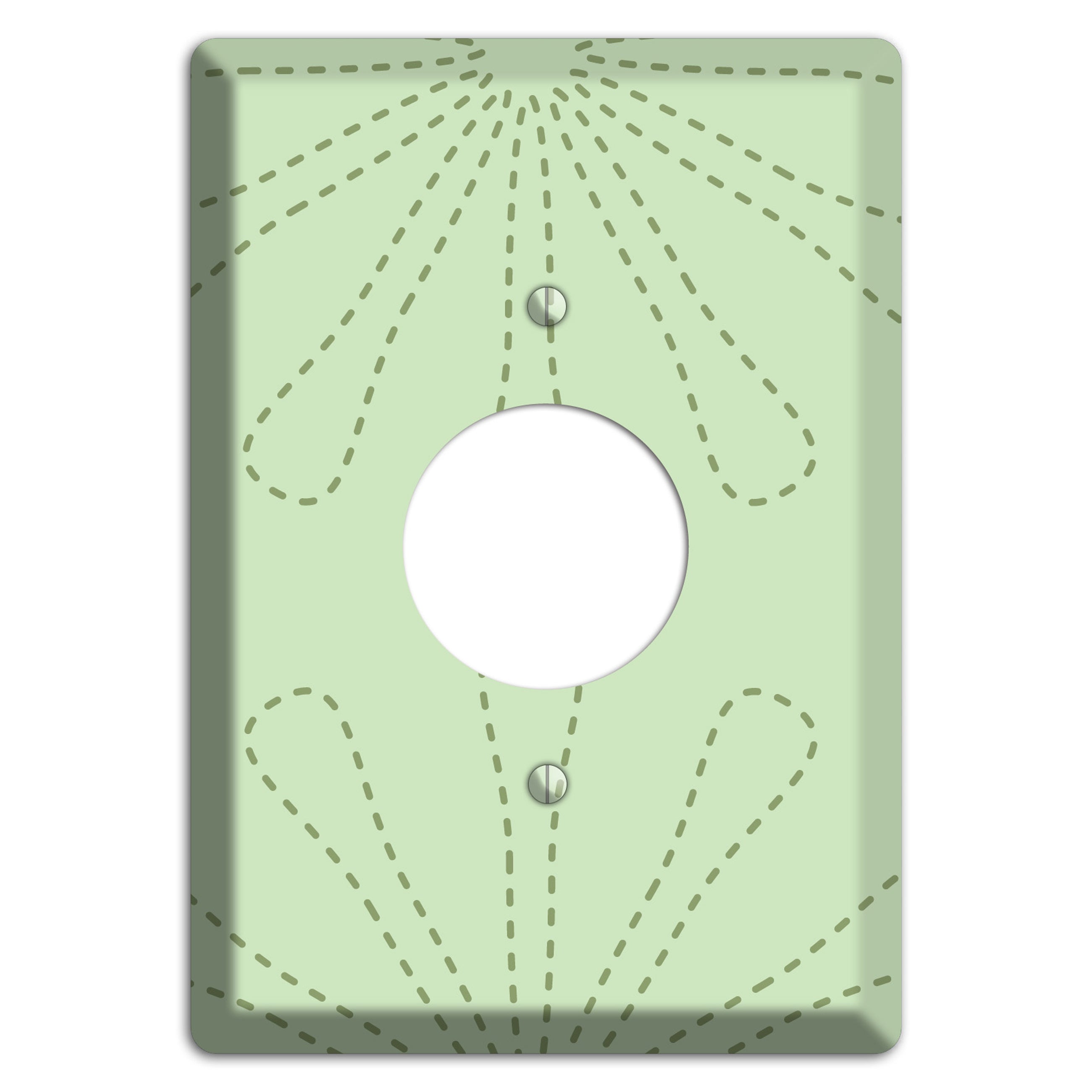 Sage Retro Stipple Floral Contour Single Receptacle Wallplate
