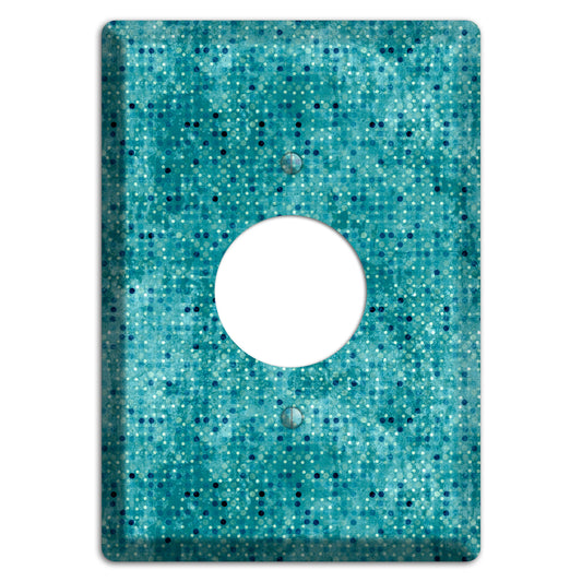 Turquoise Grunge Small Tile Single Receptacle Wallplate