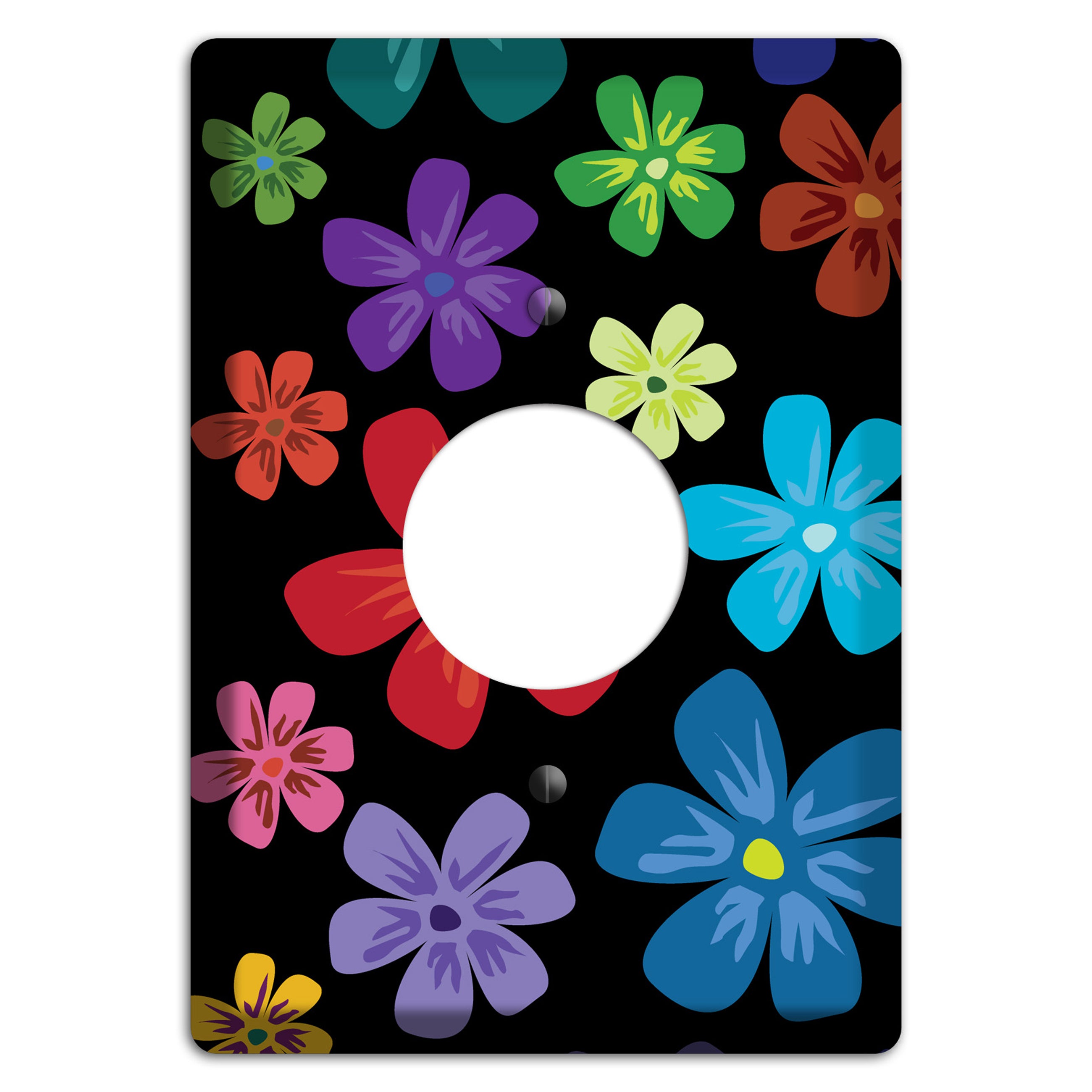 Green Flowers Single Receptacle Wallplate