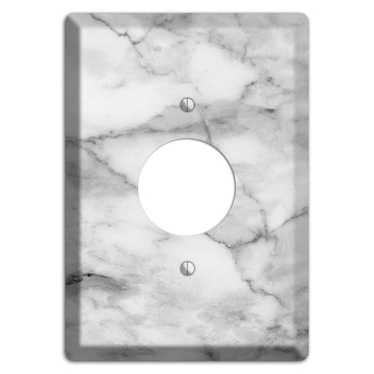 Gray and White Marble Single Receptacle Wallplate