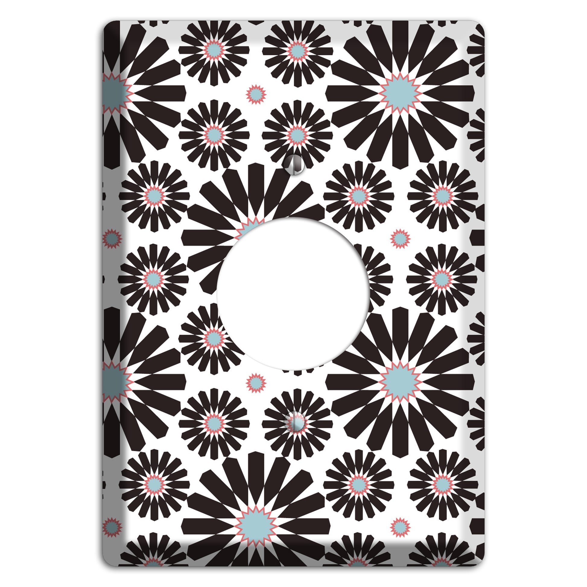 Dusty Blue Maroon Scandinavian Floral 3 Single Receptacle Wallplate