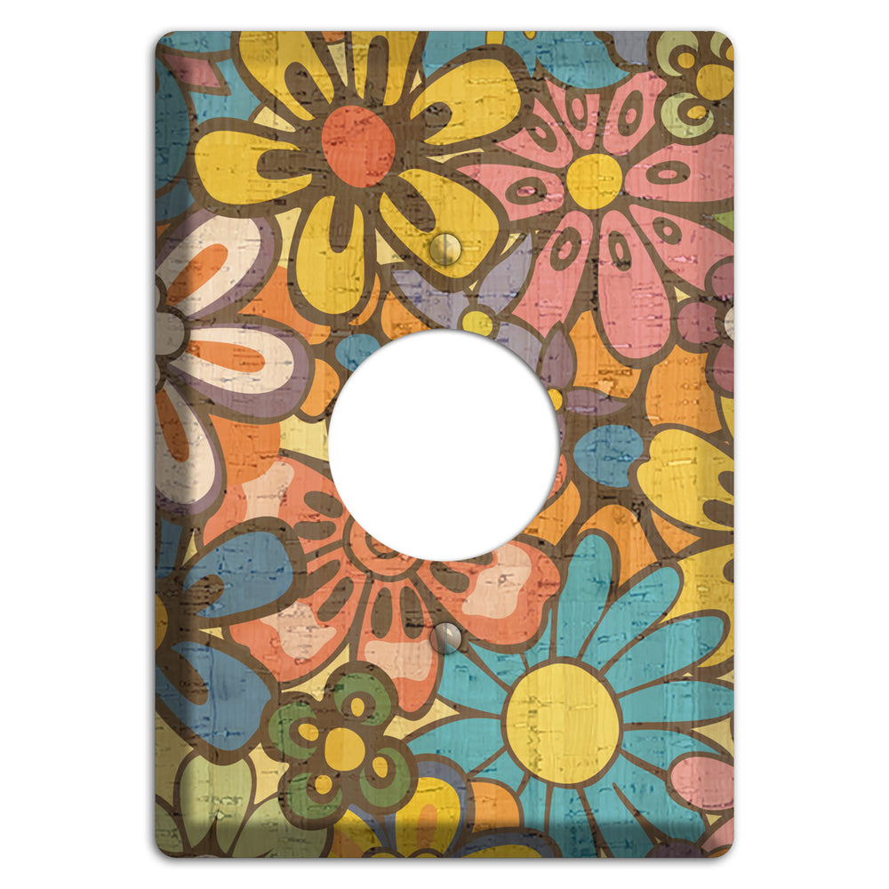 Flower Power Cork Single Receptacle Wallplate