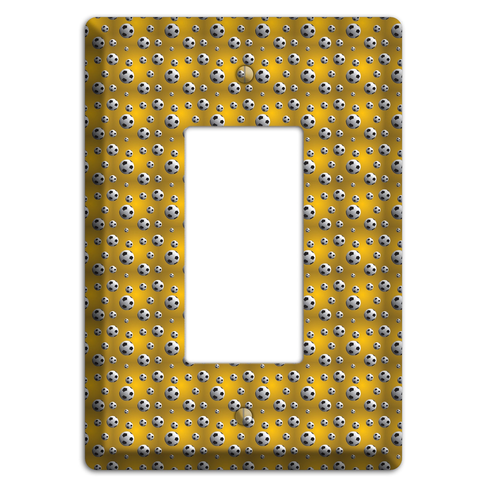 Yellow with Soccer Balls Rocker Wallplate