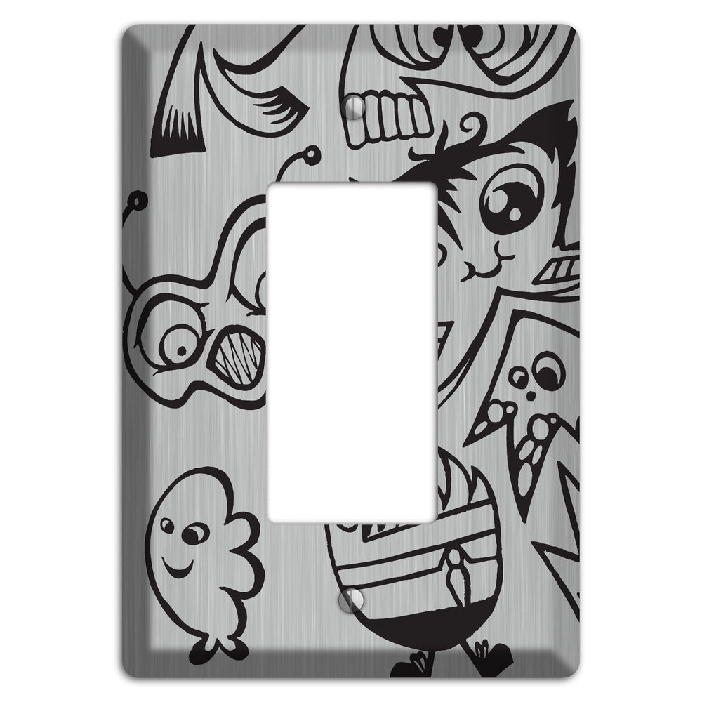 Whimsical Faces 3 Stainless Steel Rocker Wallplate