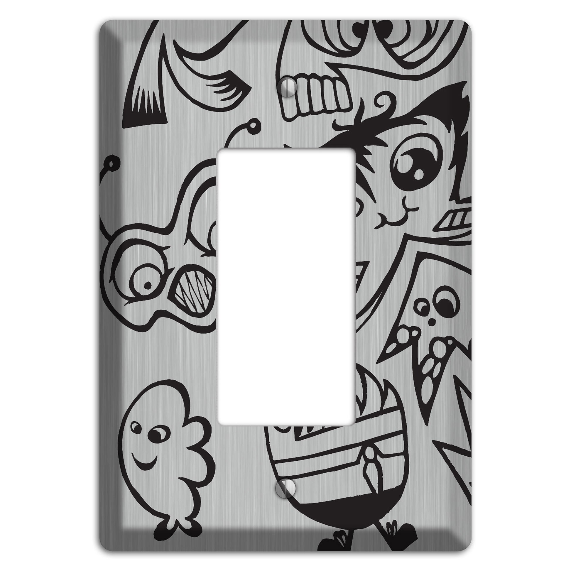 Whimsical Faces 3  Stainless Rocker Wallplate