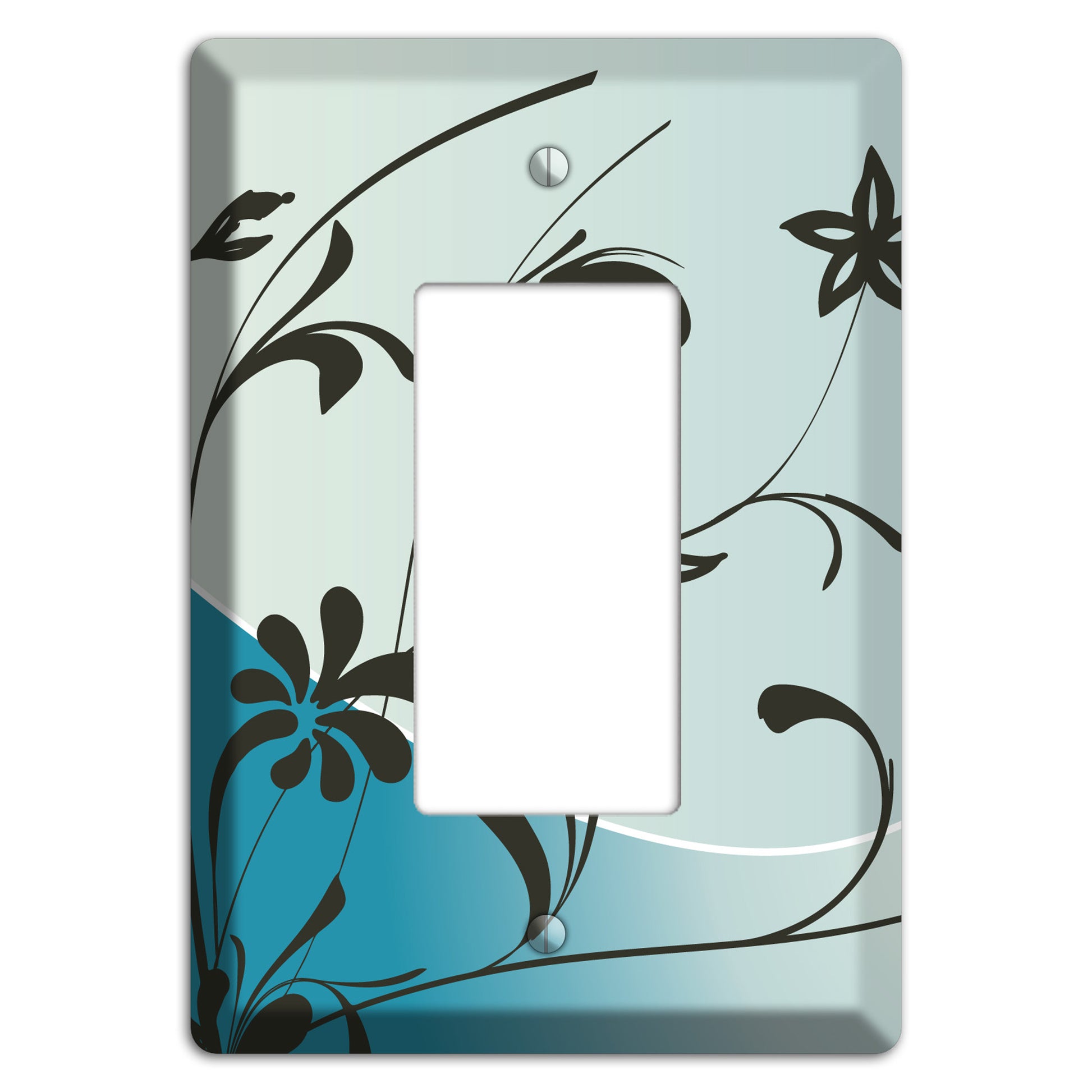Blue-grey Floral Sprig Rocker Wallplate
