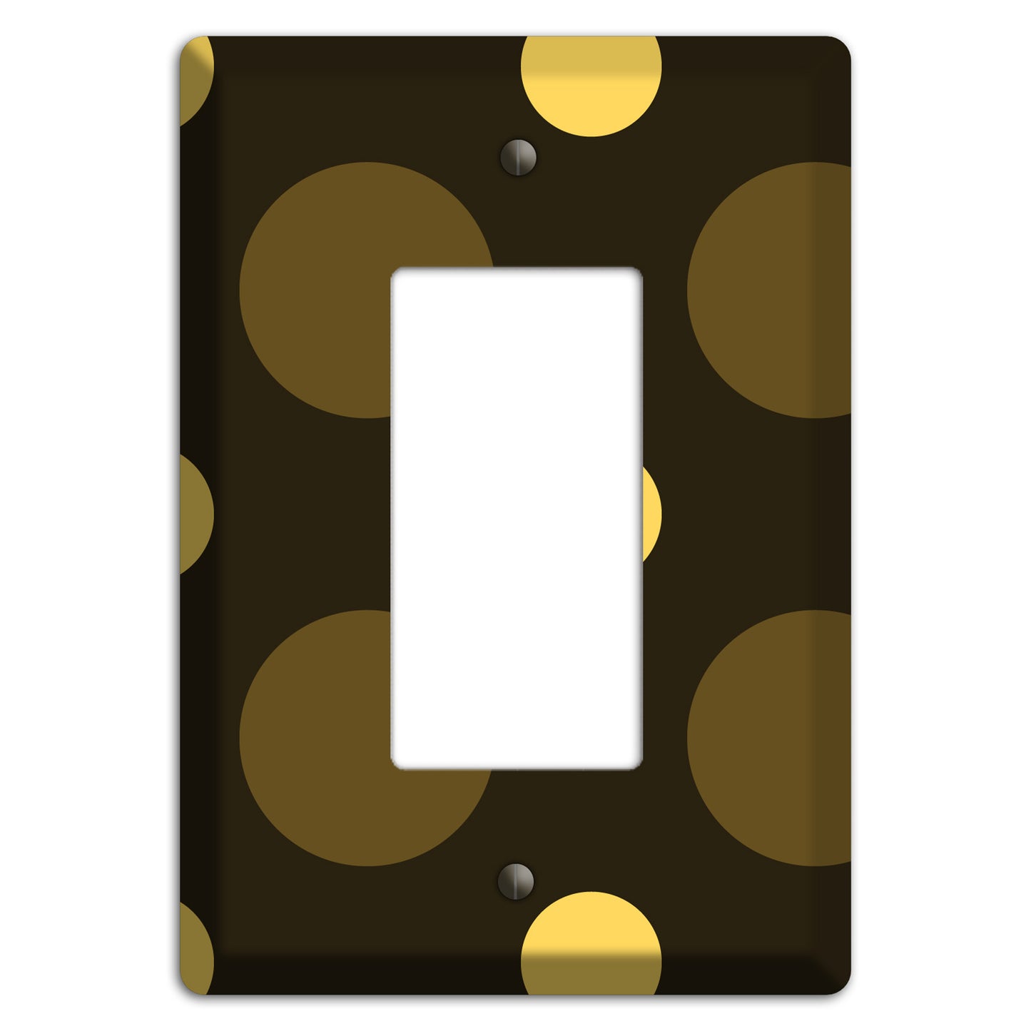 Brown with Brown and Yellow Multi Medium Polka Dots Rocker Wallplate