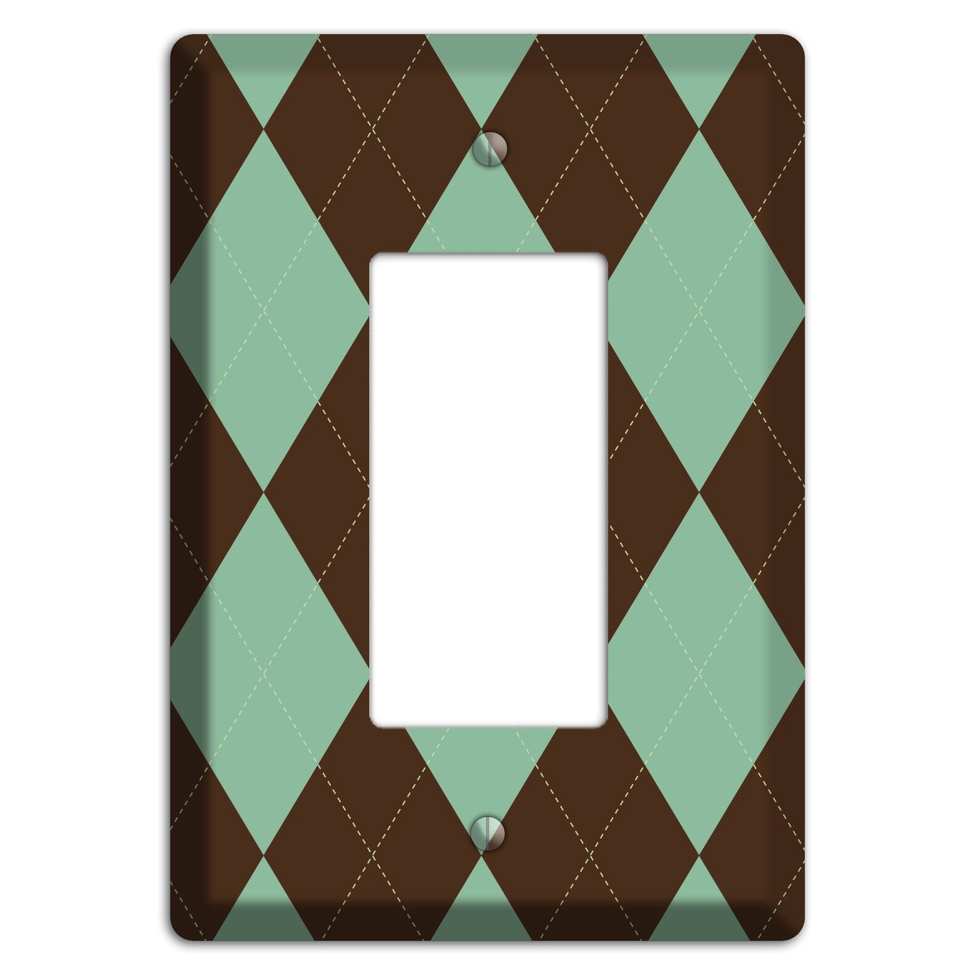 Green and Brown Argyle Rocker Wallplate