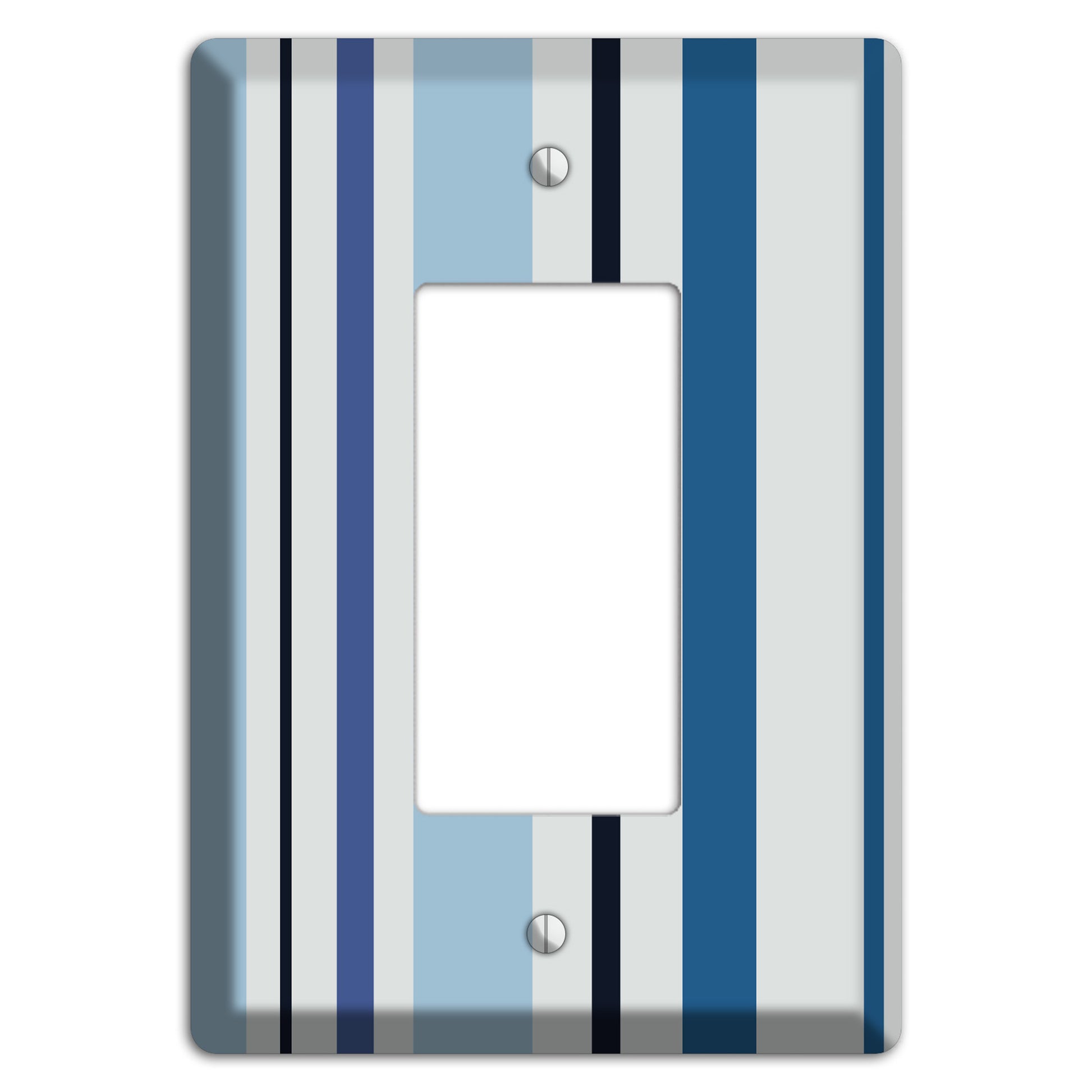 Multi White and Blue Vertical Stripe Rocker Wallplate