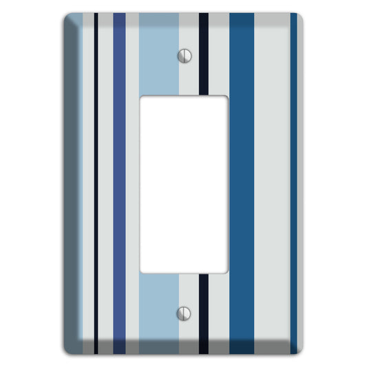 Multi White and Blue Vertical Stripe Rocker Wallplate