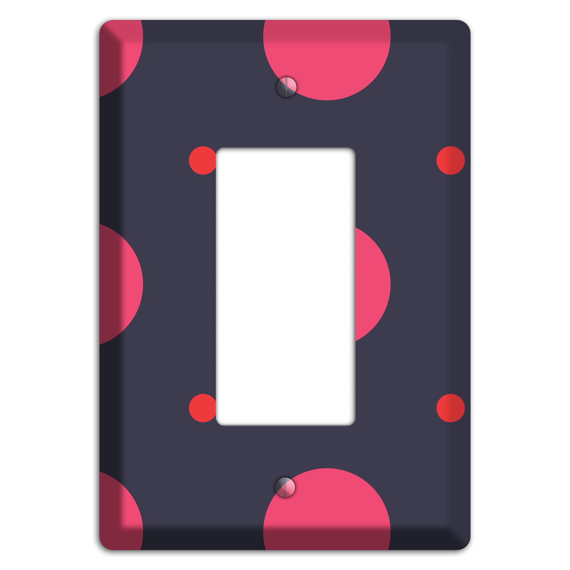 Dark Grey with Fuschia Multi Tiled Medium Dots Rocker Wallplate