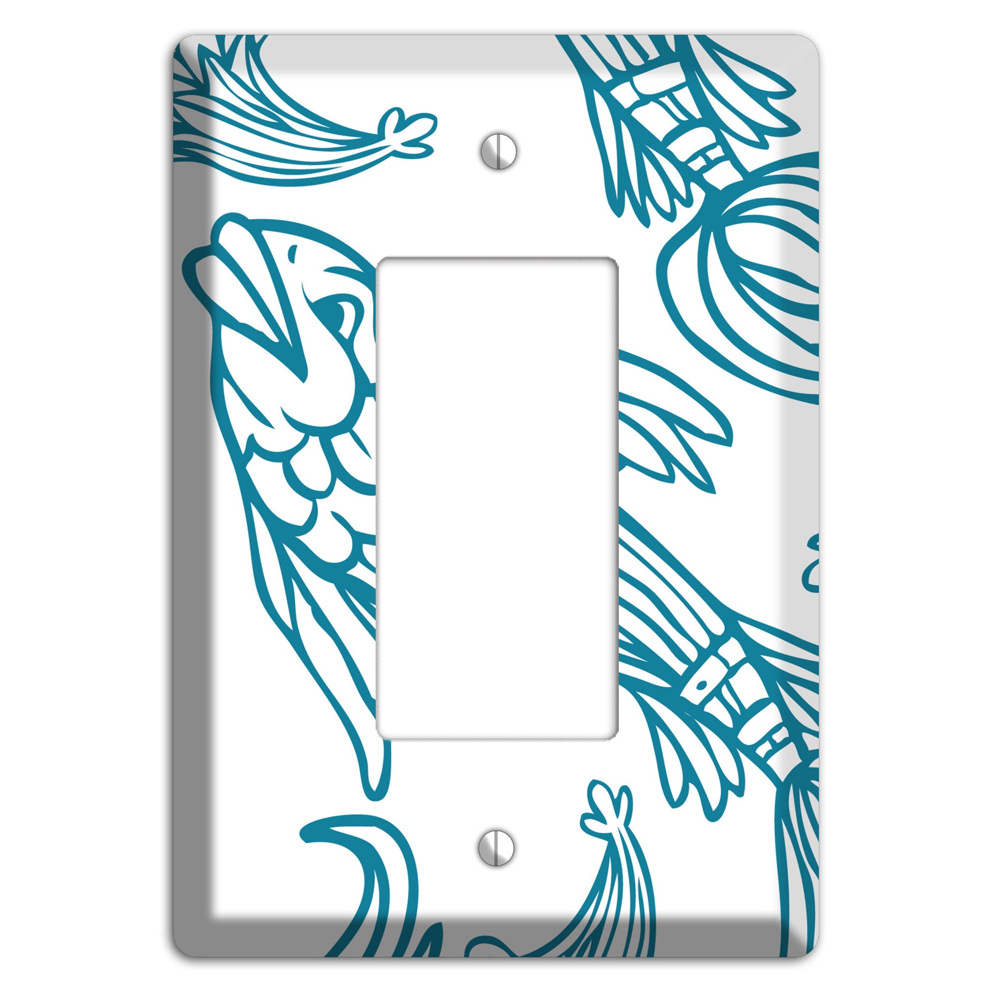 Teal and White Koi Rocker Wallplate