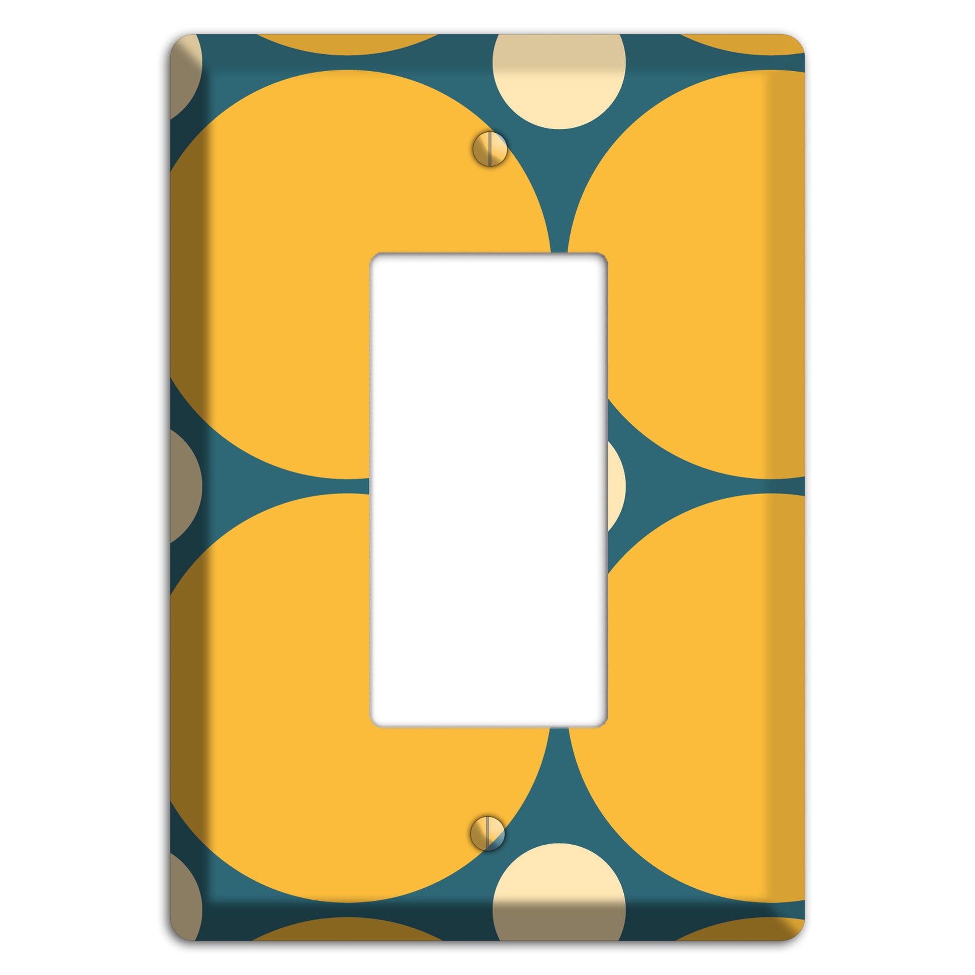 Jade with Mustard and Beige Multi Tiled Large Dots Rocker Wallplate