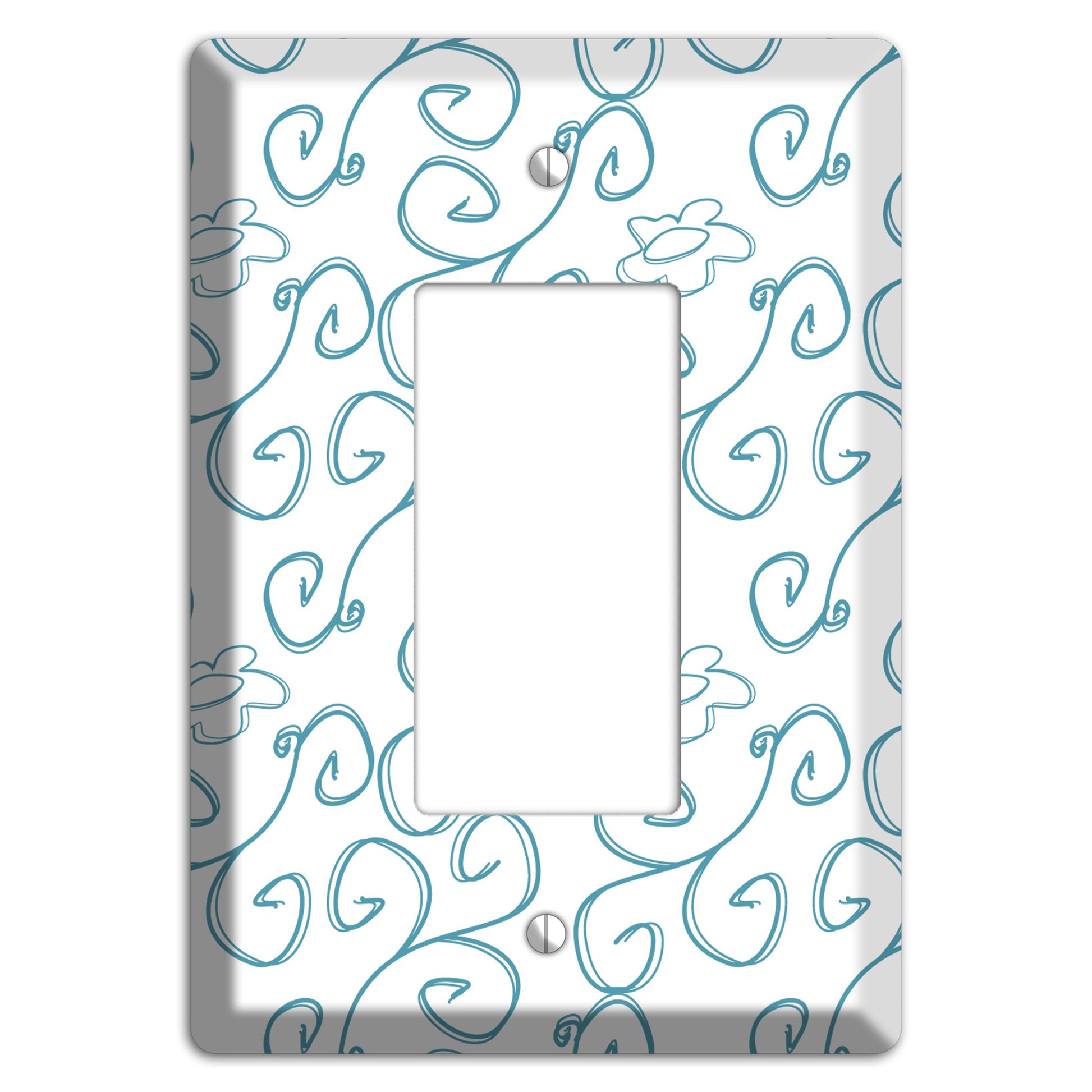 Blue Scroll Flower Contour Rocker Wallplate