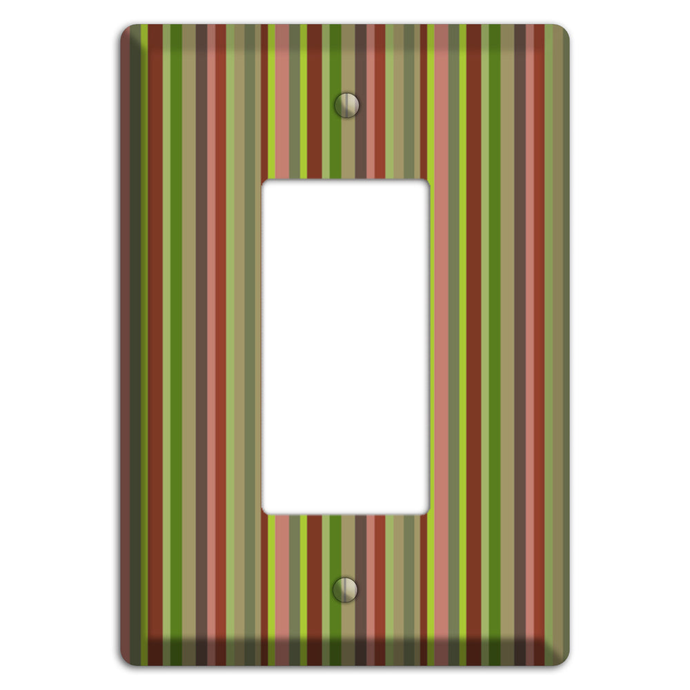 Multi Olive Burgundy Vertical Stripes Rocker Wallplate
